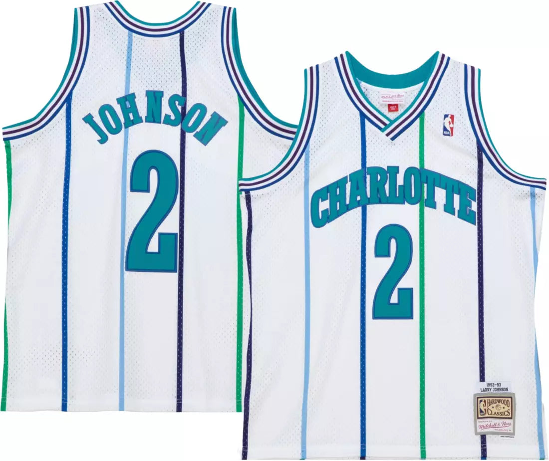 Men's Mitchell & Ness Larry Johnson Charlotte Hornets White product image 1