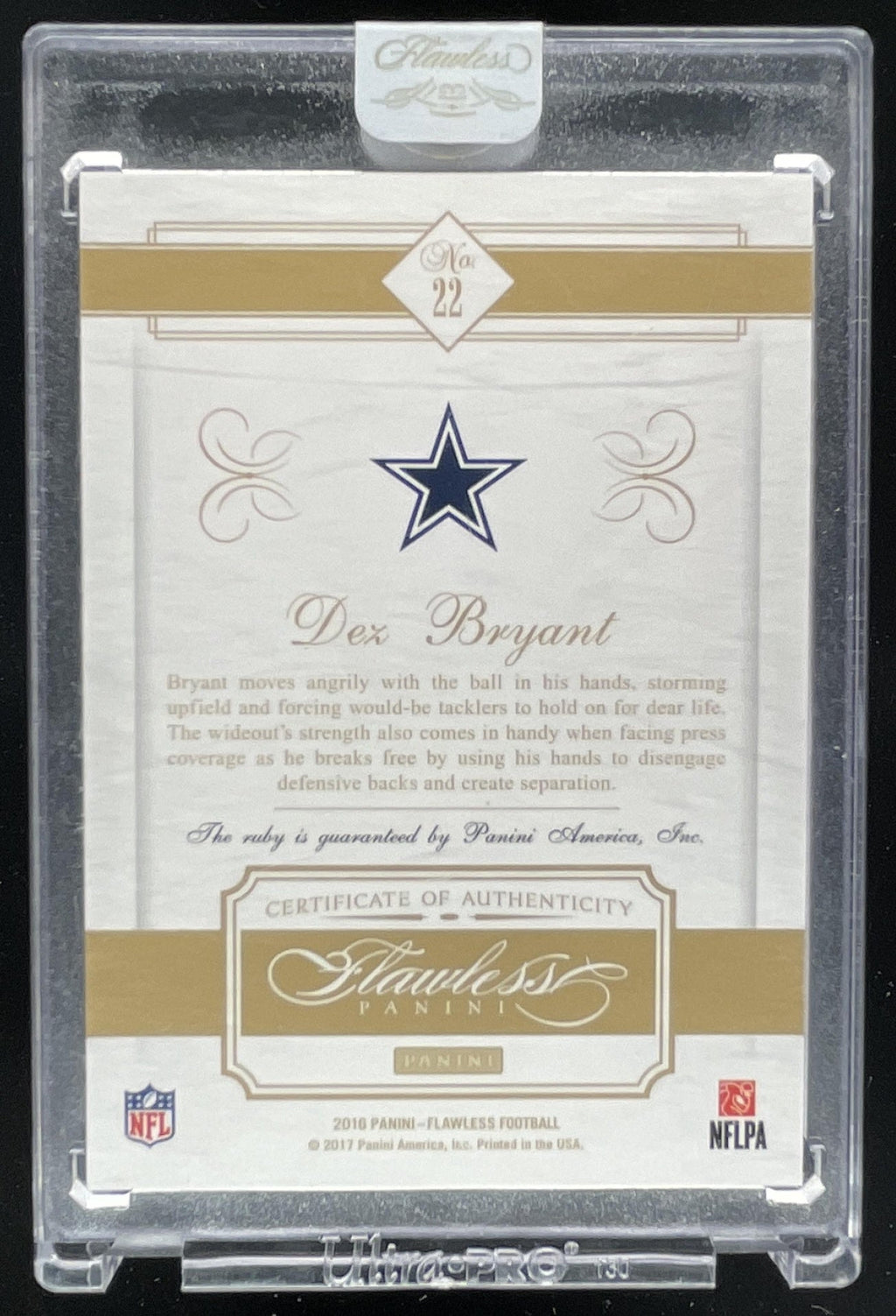 2016 Panini Flawless Ruby #22 Dez Bryant /15 product image 2, provided for visual reference and product detail review