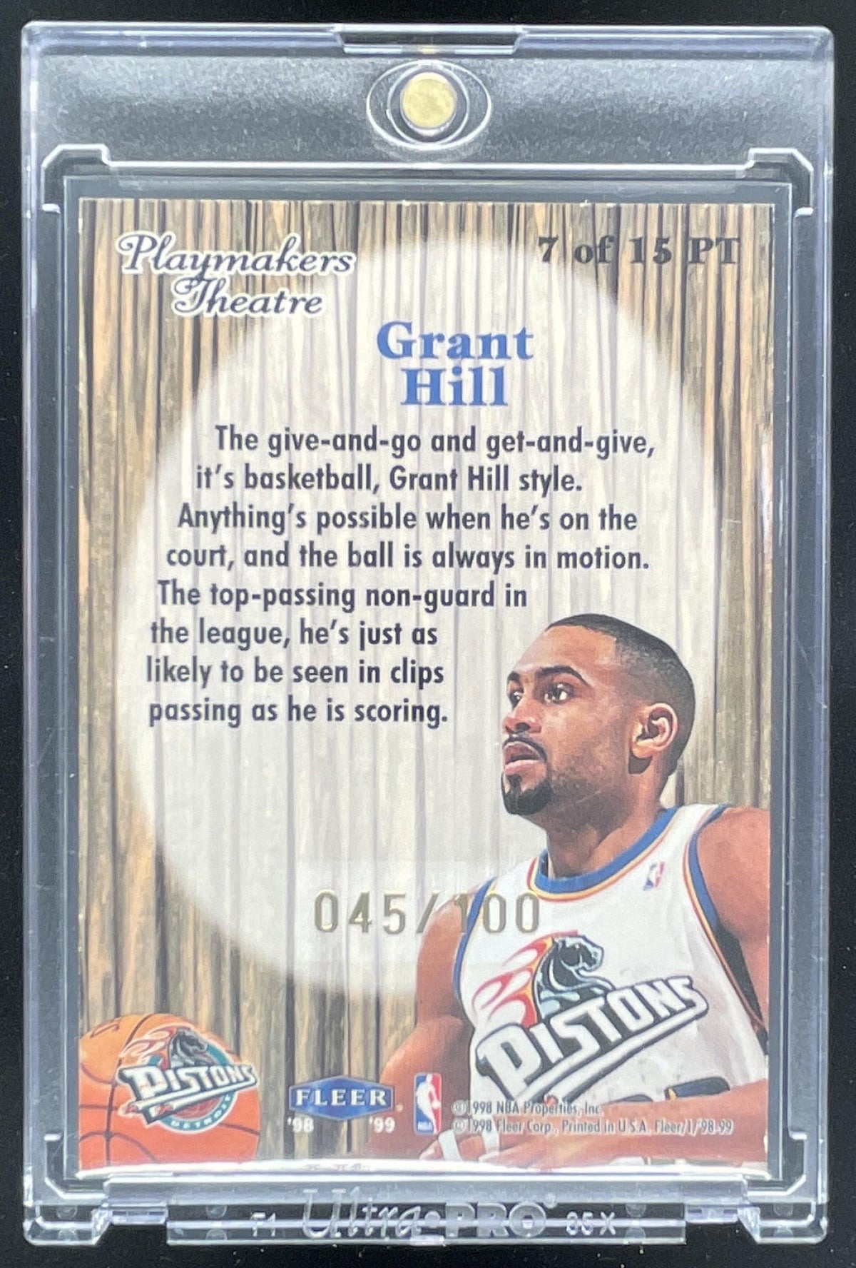 1998-99 Fleer Tradition Playmakers Theatre #7 Grant Hill /100 product image 2, provided for visual reference and product