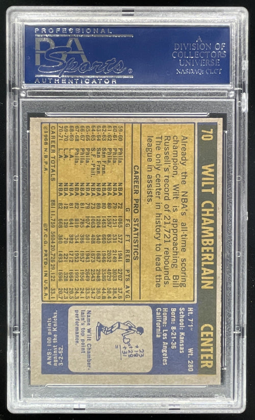1971-72 Topps #70 Wilt Chamberlain PSA 7 product image 2, provided for visual reference and product detail review