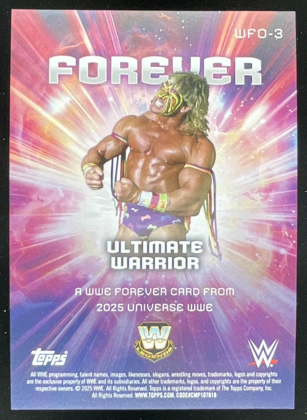 2025 Topps Universe WWE Forever #WFO-3 Ultimate Warrior product image 2, provided for visual reference and product detail