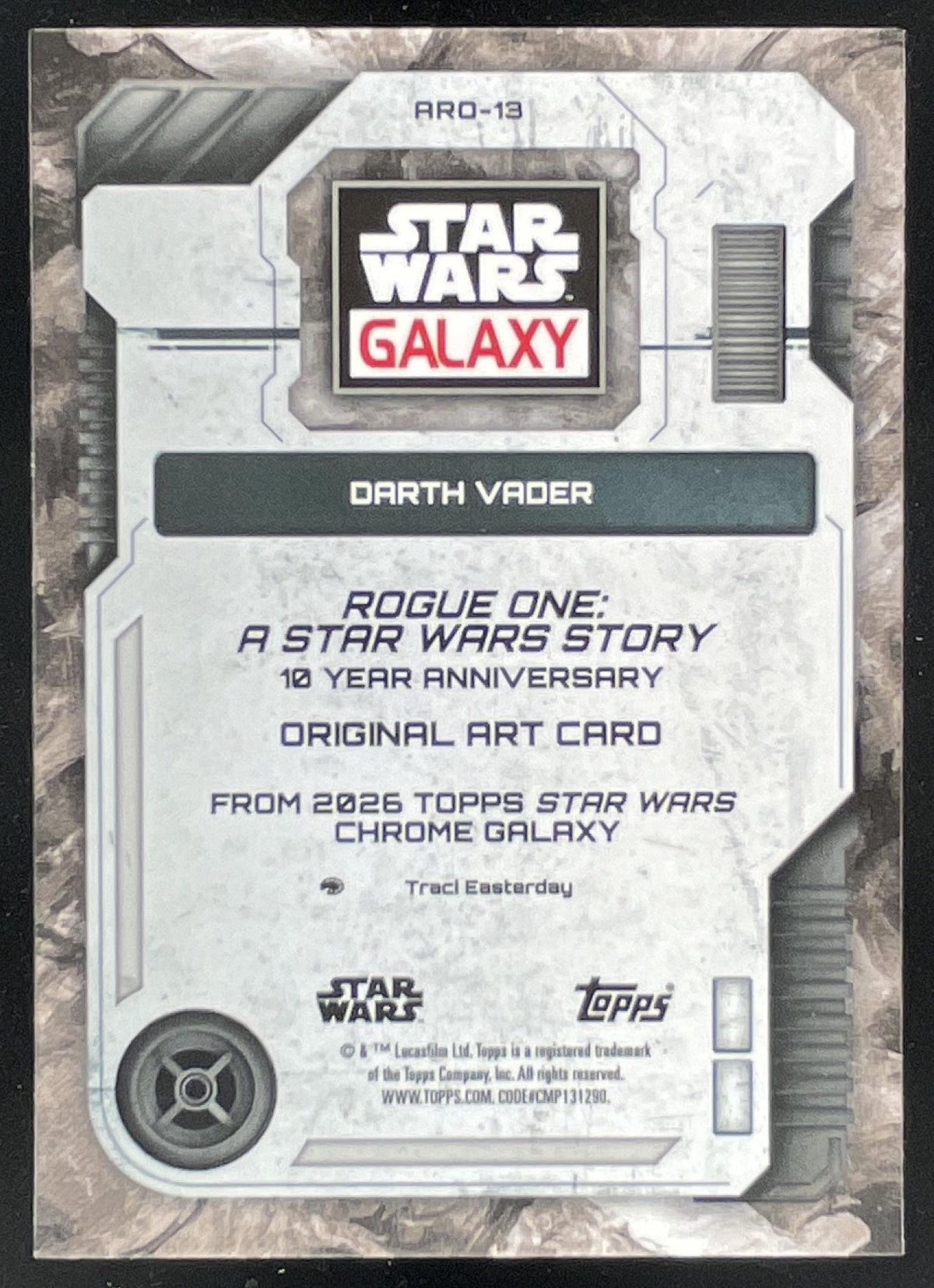 2026 Topps Chrome Star Wars Galaxy Art of Rogue One #ARO-13 Darth Vader product image 2, provided for visual reference and