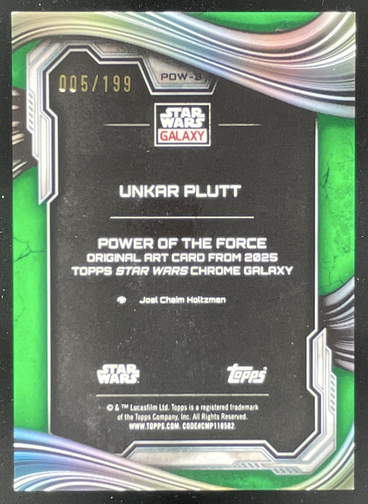 2025 Topps Chrome Star Wars Power of the Force Green Shimmer Unkar Plutt /199 product image 2, provided for visual reference