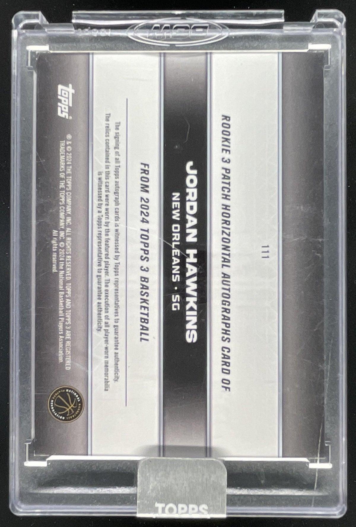 2023-24 Topps 3 Rookie 3 Patch Horizontal Red #111 Jordan Hawkins RC Auto /5 product image 2, provided for visual reference