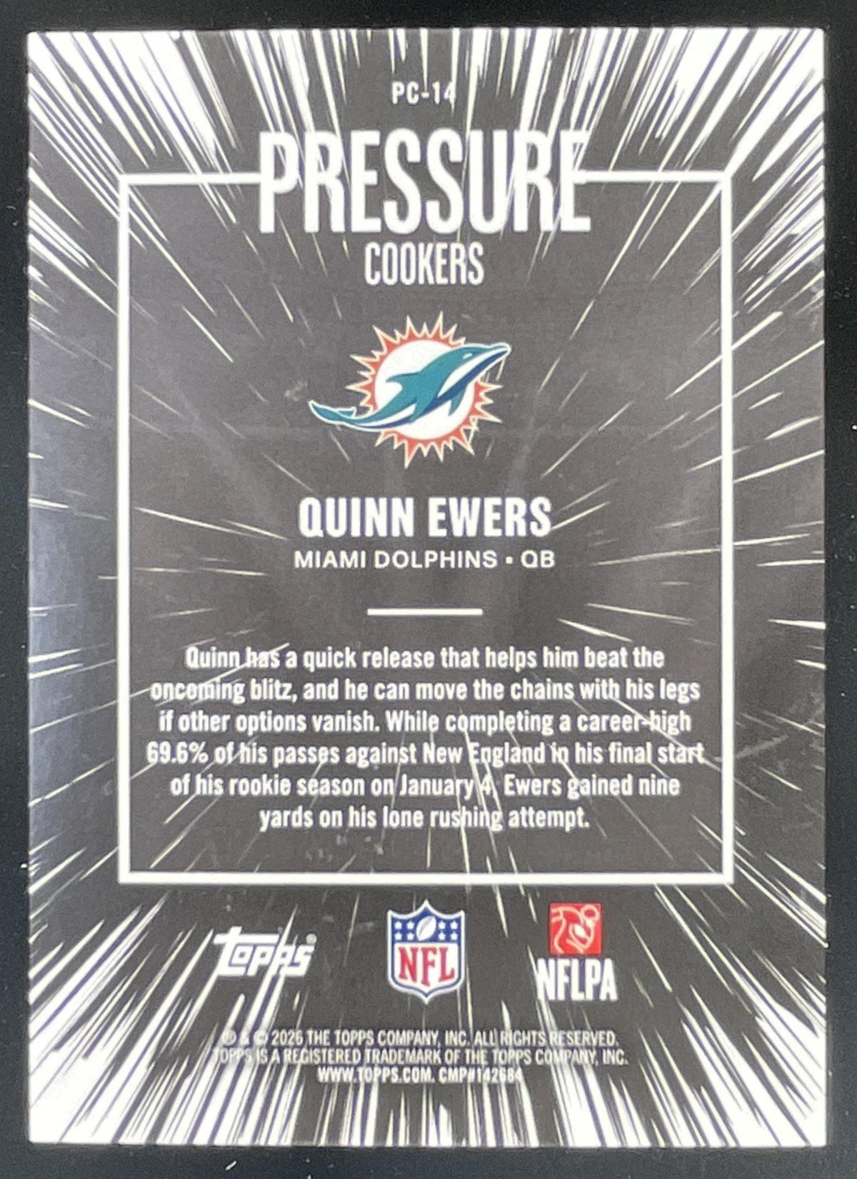 2026 Topps Pressure Cookers Orange Crackle Foil #PC-14 Quinn Ewers /25 product image 2, provided for visual reference and