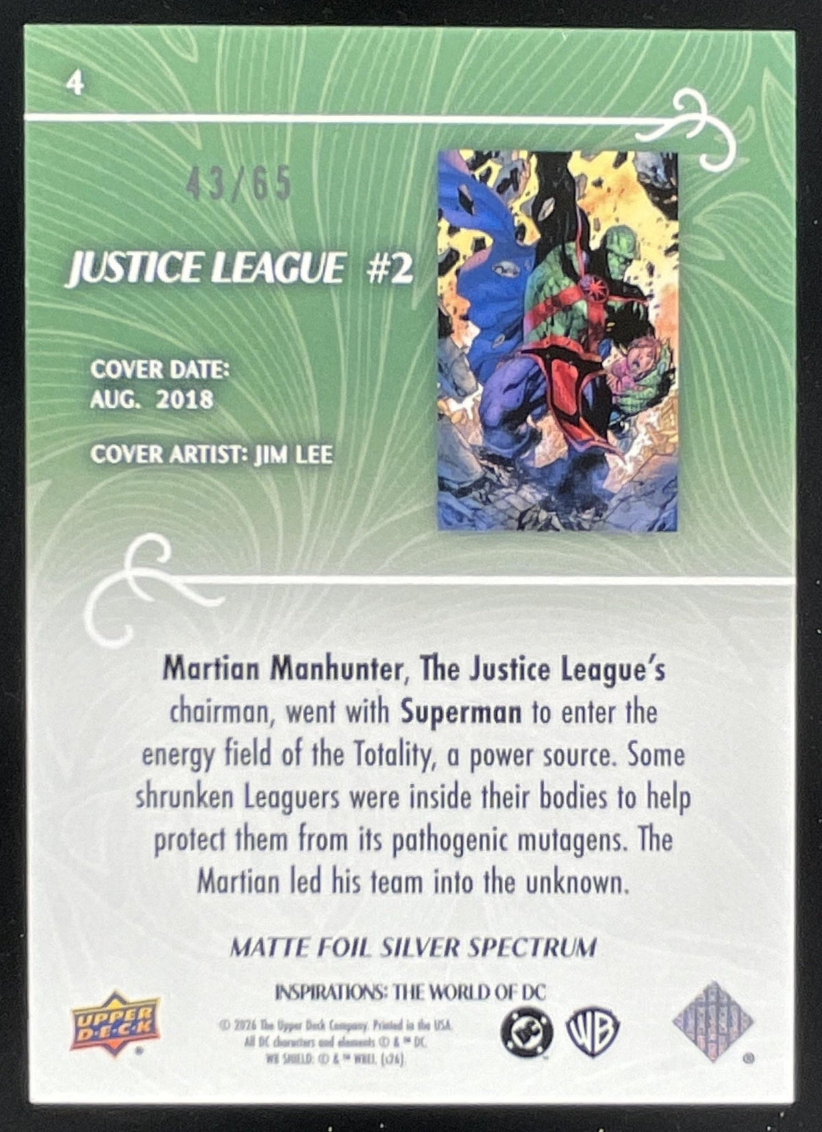 2026 UD Inspirations The World of DC Matte Foil Silver Martian Manhunter /65 product image 2, provided for visual reference