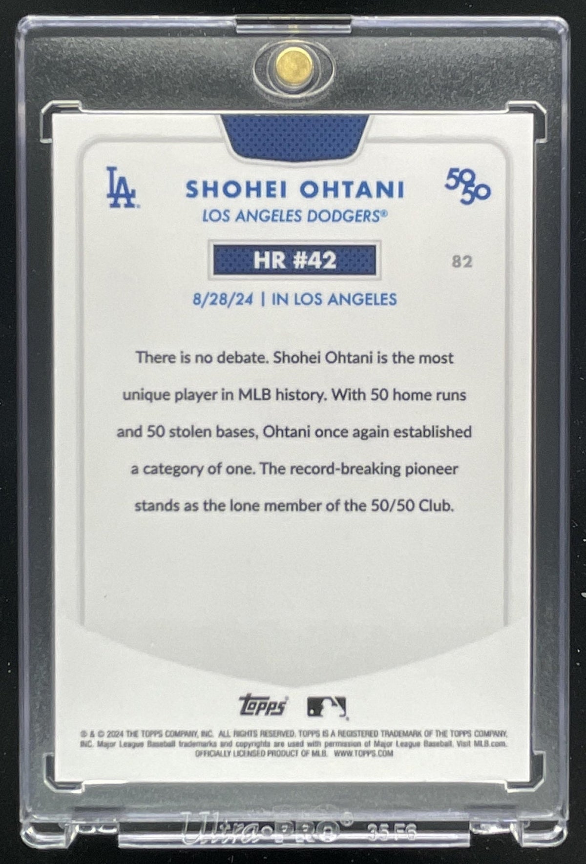 2024 Topps 50/50: Shohei Ohtani Chrome Blue #82 Shohei Ohtani /150 product image 2, provided for visual reference and