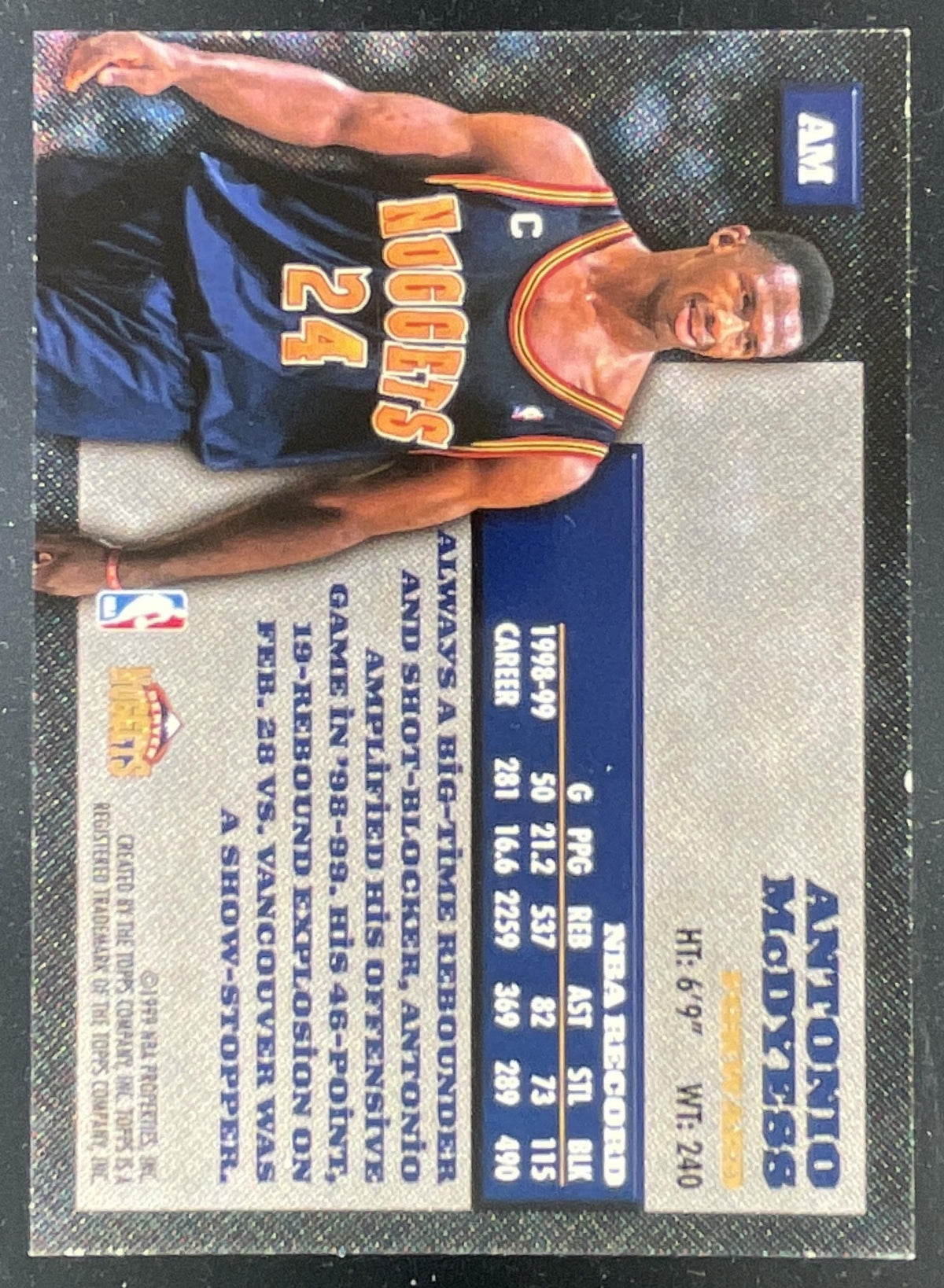 1999-00 Topps Autographs #AM Antonio McDyess Auto product image 2, provided for visual reference and product detail review
