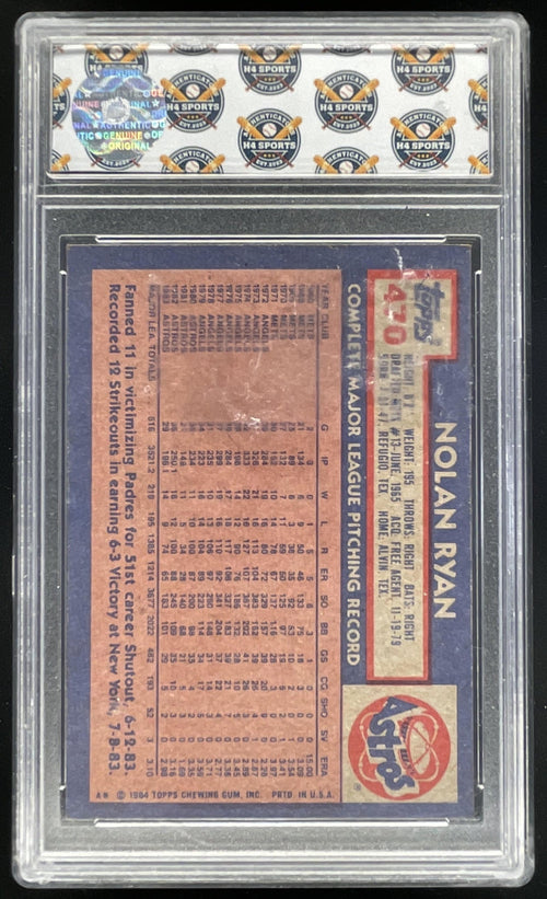 1984 Topps #470 Nolan Ryan H4 10 product image 2, provided for visual reference and product detail review
