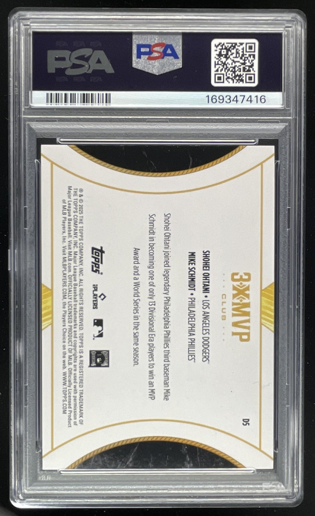2025 Topps 3-X MVP Dual Subject Red Foil #D5 Shohei Ohtani Mike Schmidt /5 PSA 8 product image 2, provided for visual