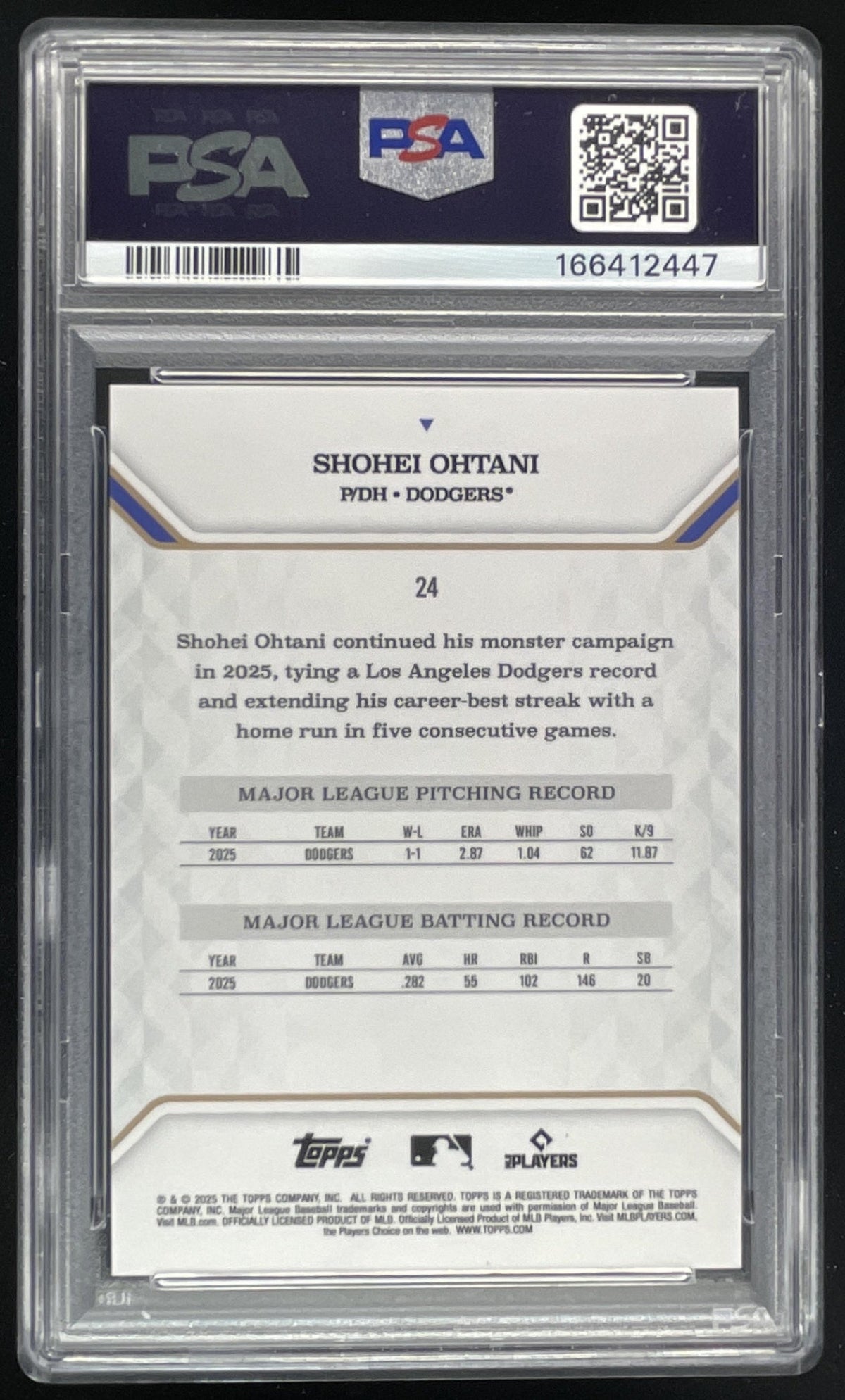 2025 Topps MVP Collection Rose Gold Foil #24 Shohei Ohtani /17 PSA 10 product image 2, provided for visual reference and