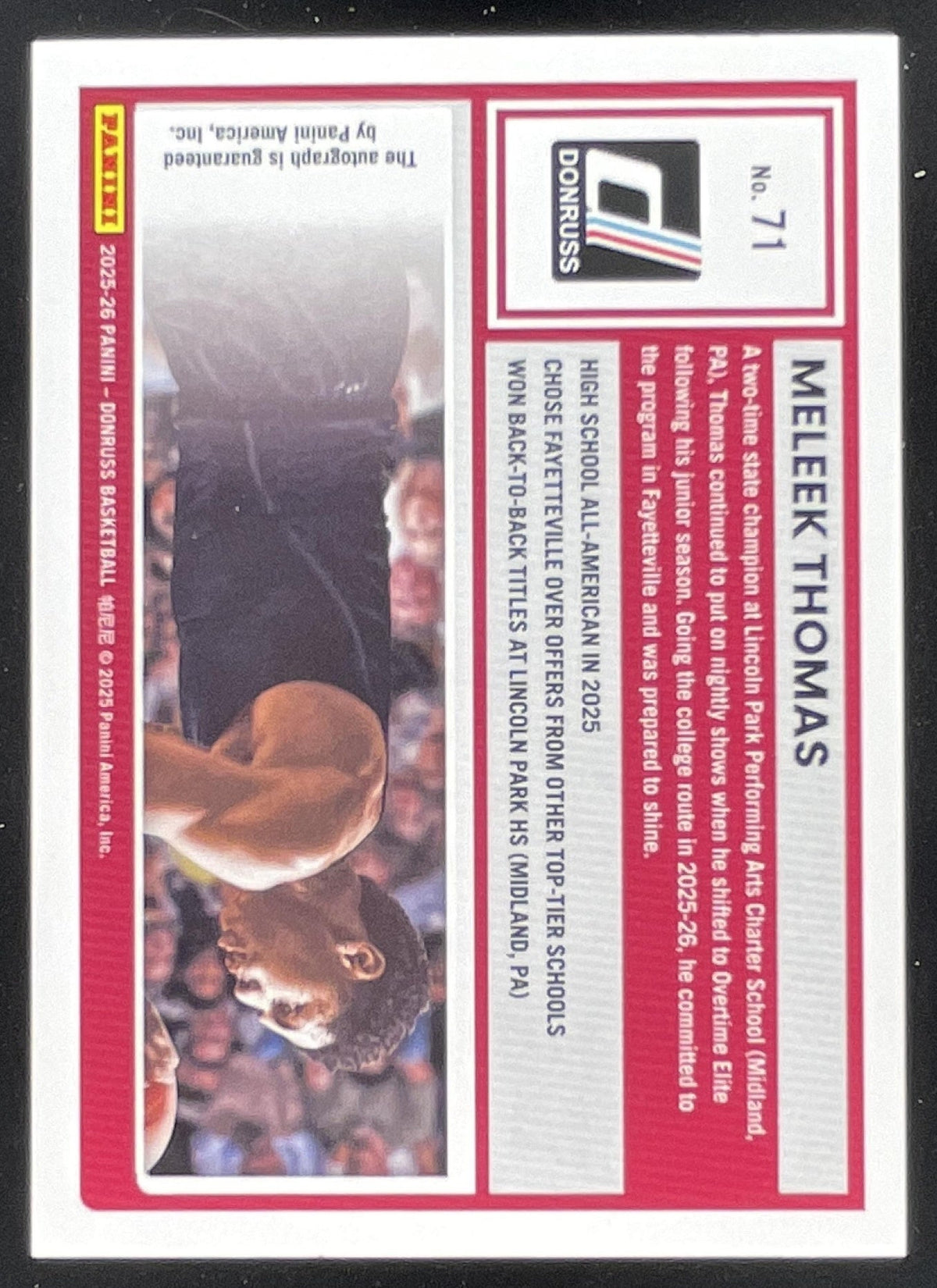 2025-26 Panini Donruss Autographs Holo #71 Meleek Thomas RC Auto /75 product image 2, provided for visual reference and