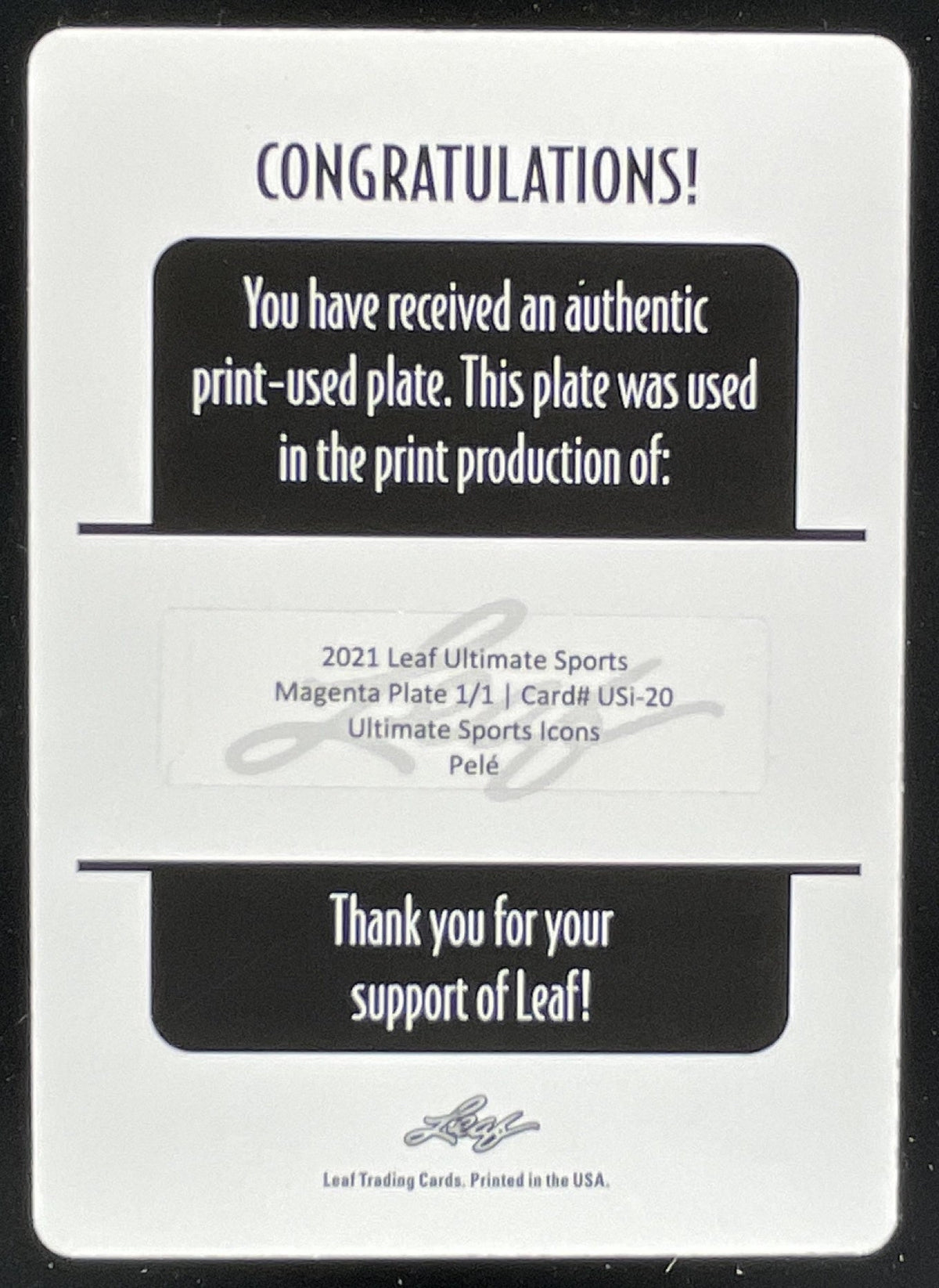 2021 Leaf Ultimate Sports Magazine Printing Plates Magenta #UTM-P1 Pele Auto 1/1 product image 2, provided for visual