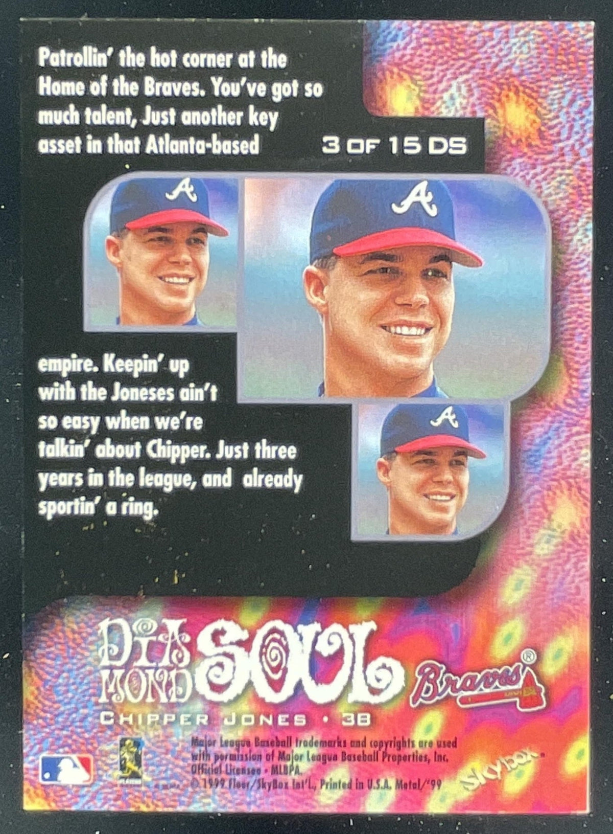 1999 Skybox Metal Universe Diamond Souls #3b Chipper Jones product image 2, provided for visual reference and product detail