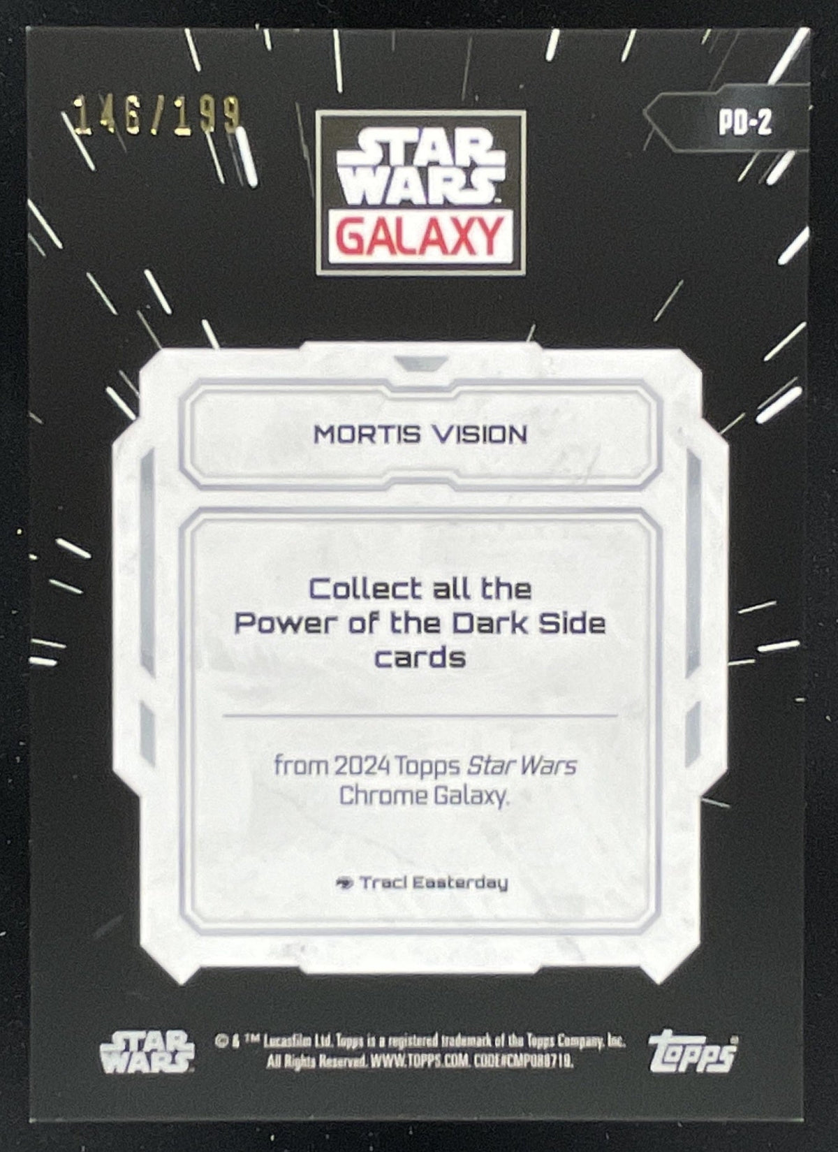 2024 Topps Chrome Star Wars Galaxy Power Darkside Aqua #PD-2 Mortis Vision /199 product image 2, provided for visual