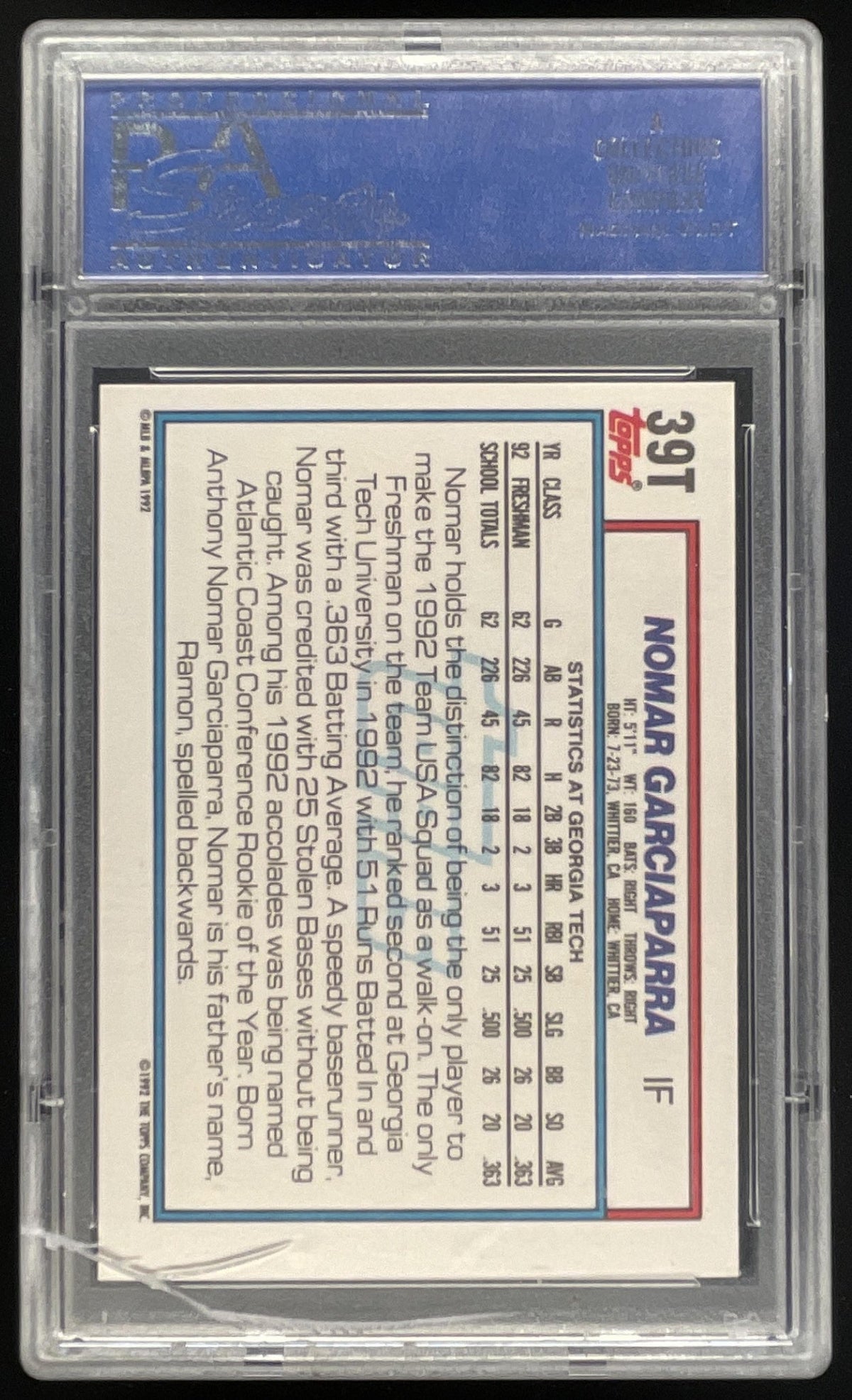1992 Topps Traded #39T Nomar Garciaparra RC PSA 8 product image 2, provided for visual reference and product detail review