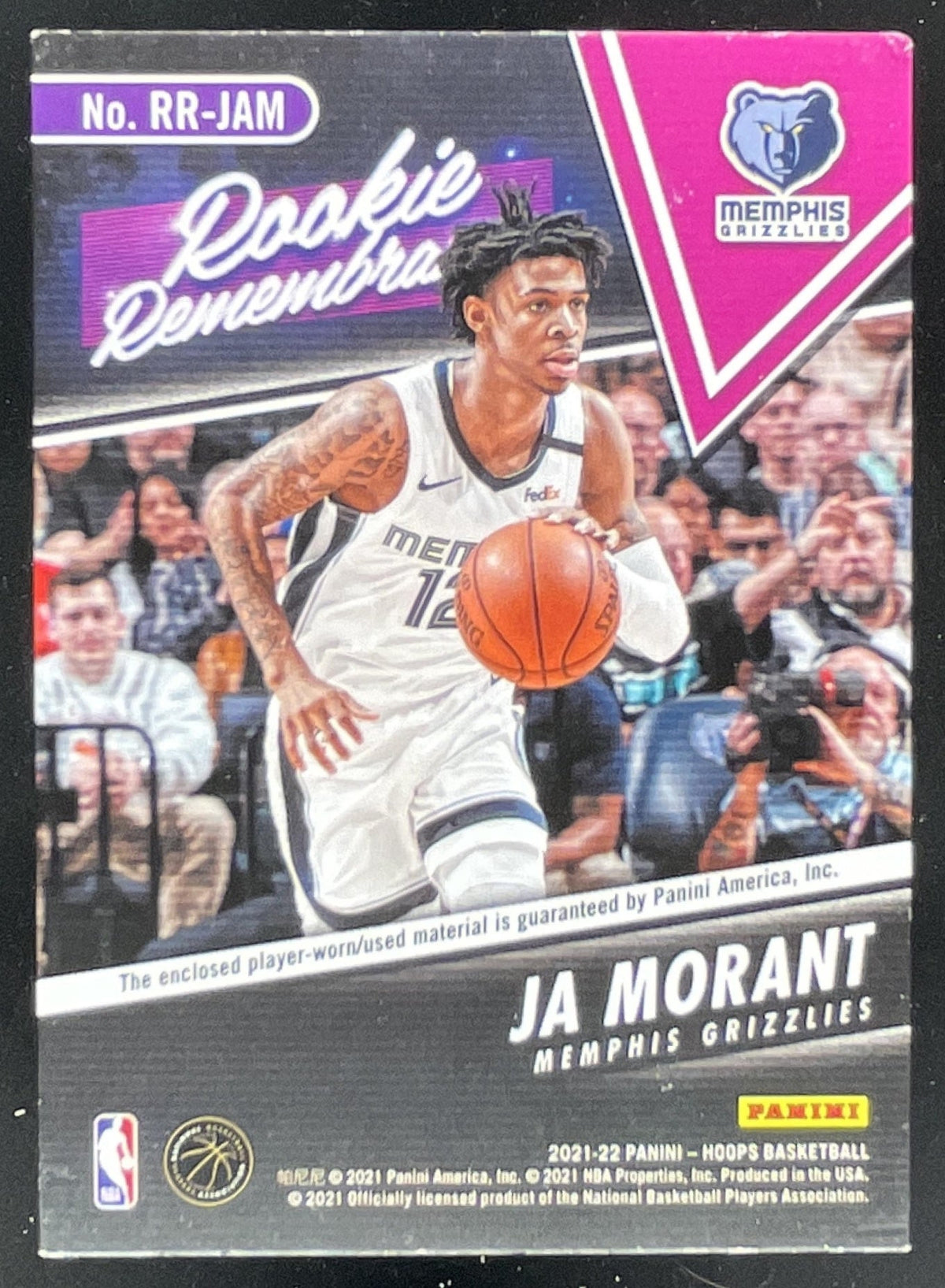 2021-22 Panini Hoops Rookie Remembrance Prime #RR-JAM Ja Morant /25 product image 2, provided for visual reference and