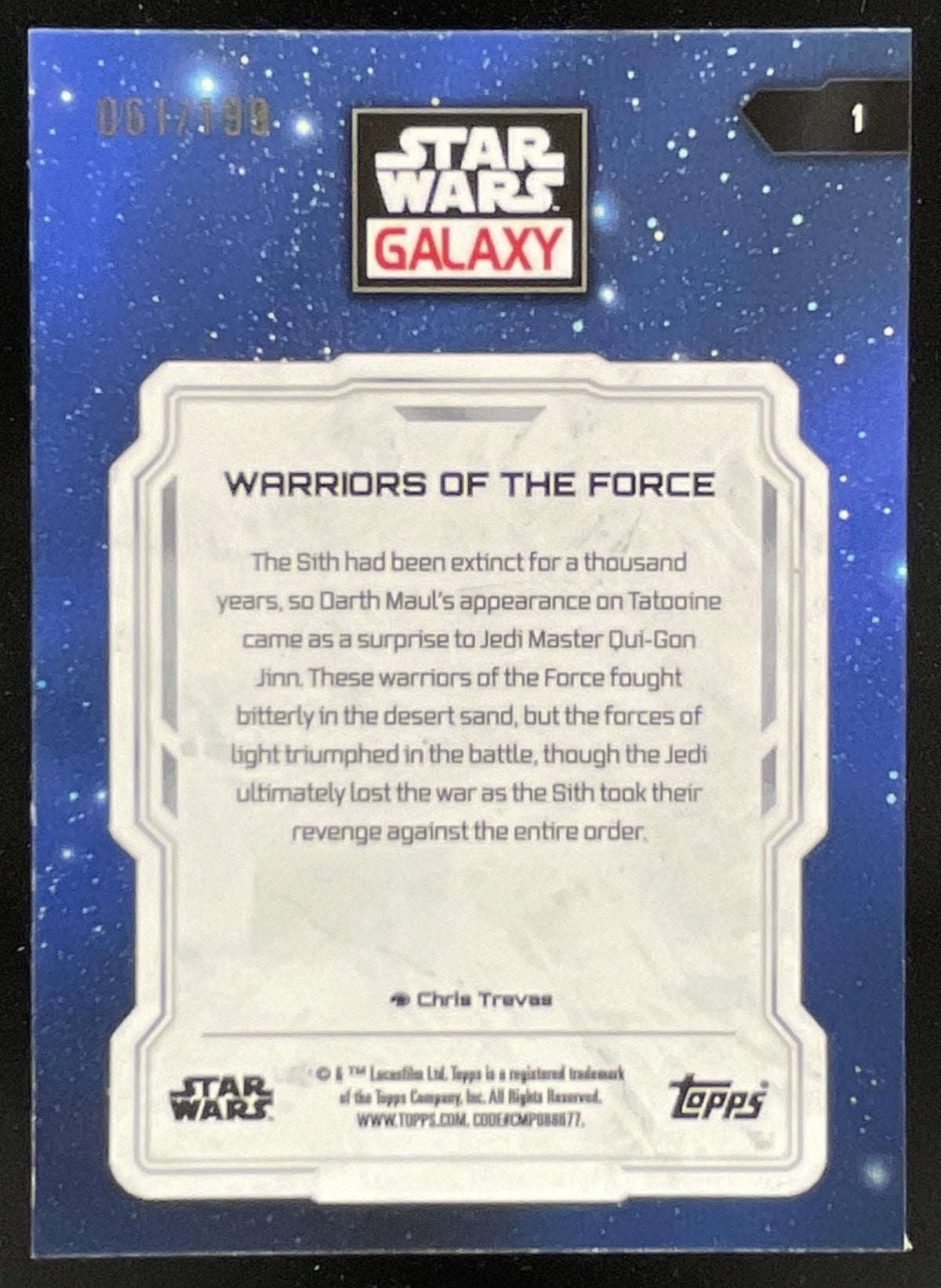 2024 Topps Chrome Star Wars Galaxy Aqua Sonar #1 Warriors of the Force /199 product image 2, provided for visual reference