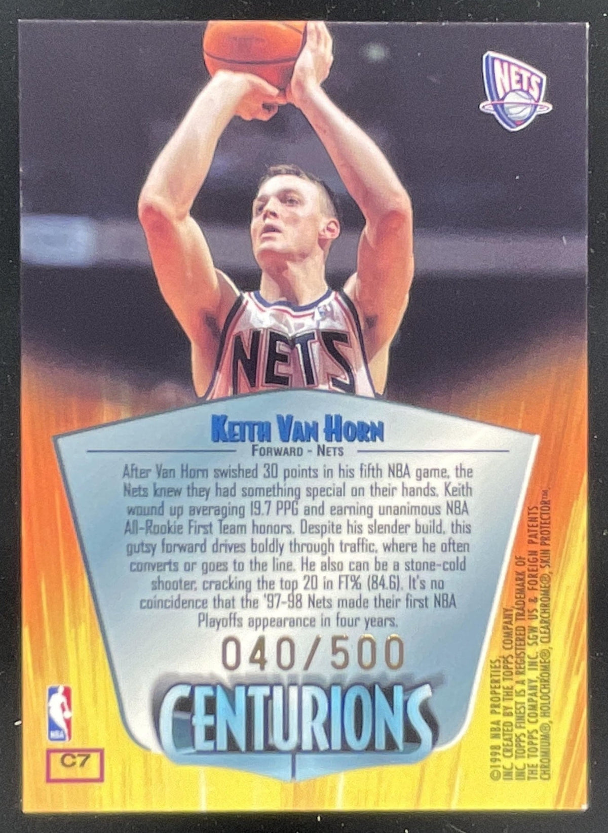 1998-99 Topps Finest Centurions #C7 Keith Van Horn /500 product image 2, provided for visual reference and product detail