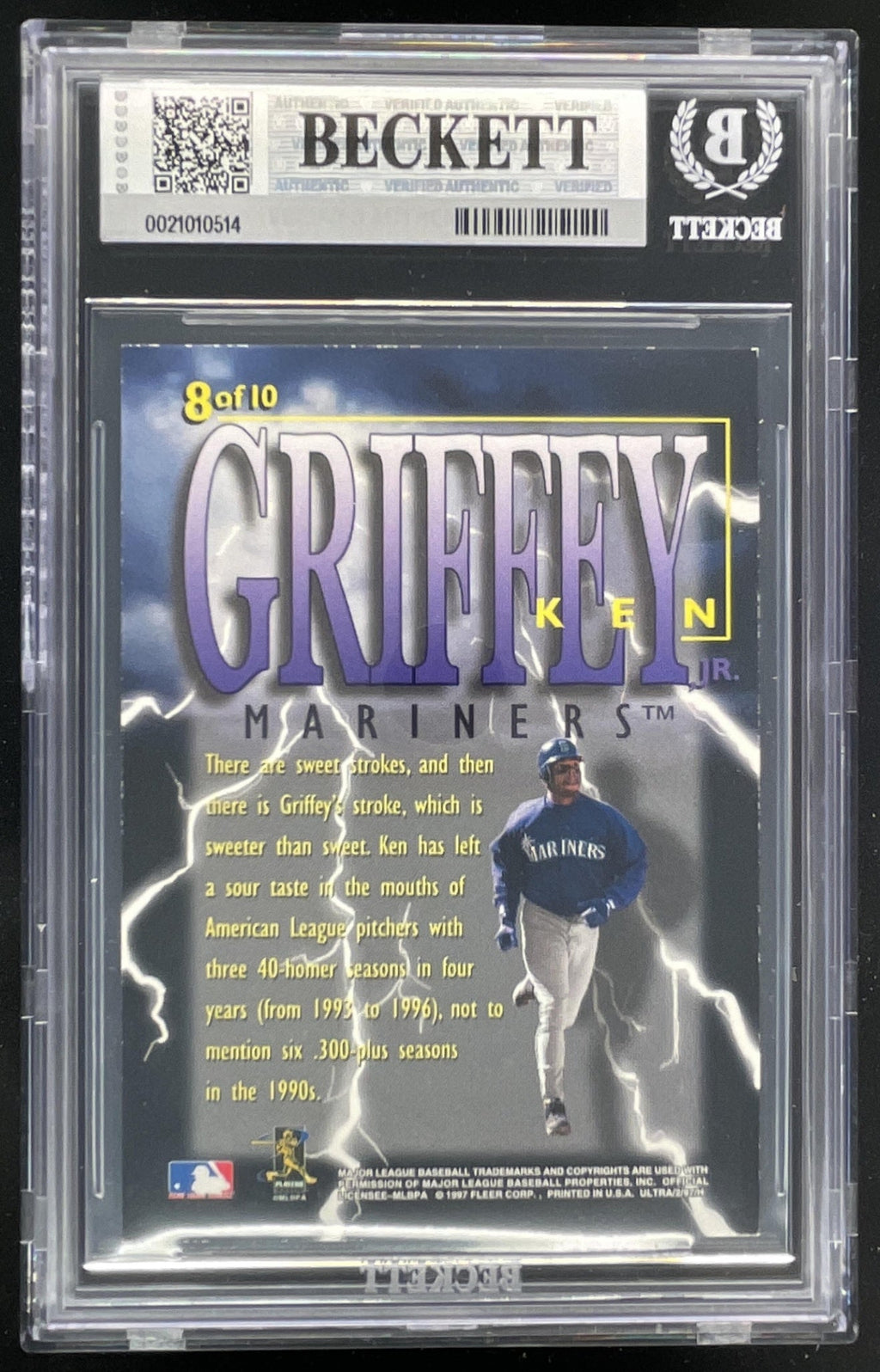 1997 Fleer Ultra Thunderclap #8 Ken Griffey Jr. BGS 7.5 product image 2, provided for visual reference and product detail