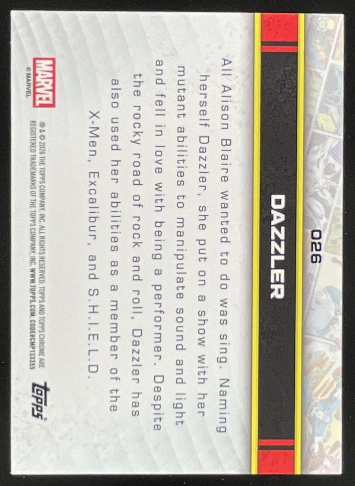 2026 Topps Chrome Marvel Comics Orange Wave Refractor #026 Dazzler /25 product image 2, provided for visual reference and