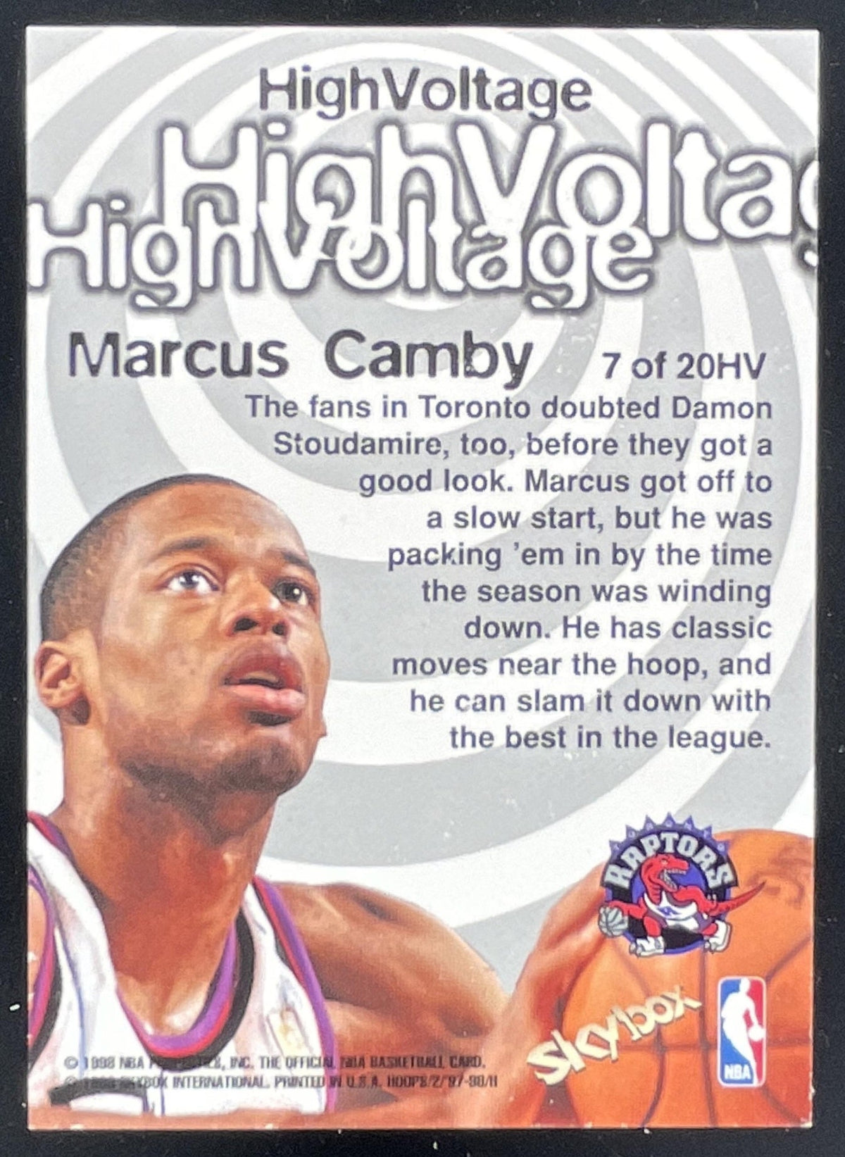 1997-98 Hoops High Voltage #7 HV Marcus Camby product image 2, provided for visual reference and product detail review
