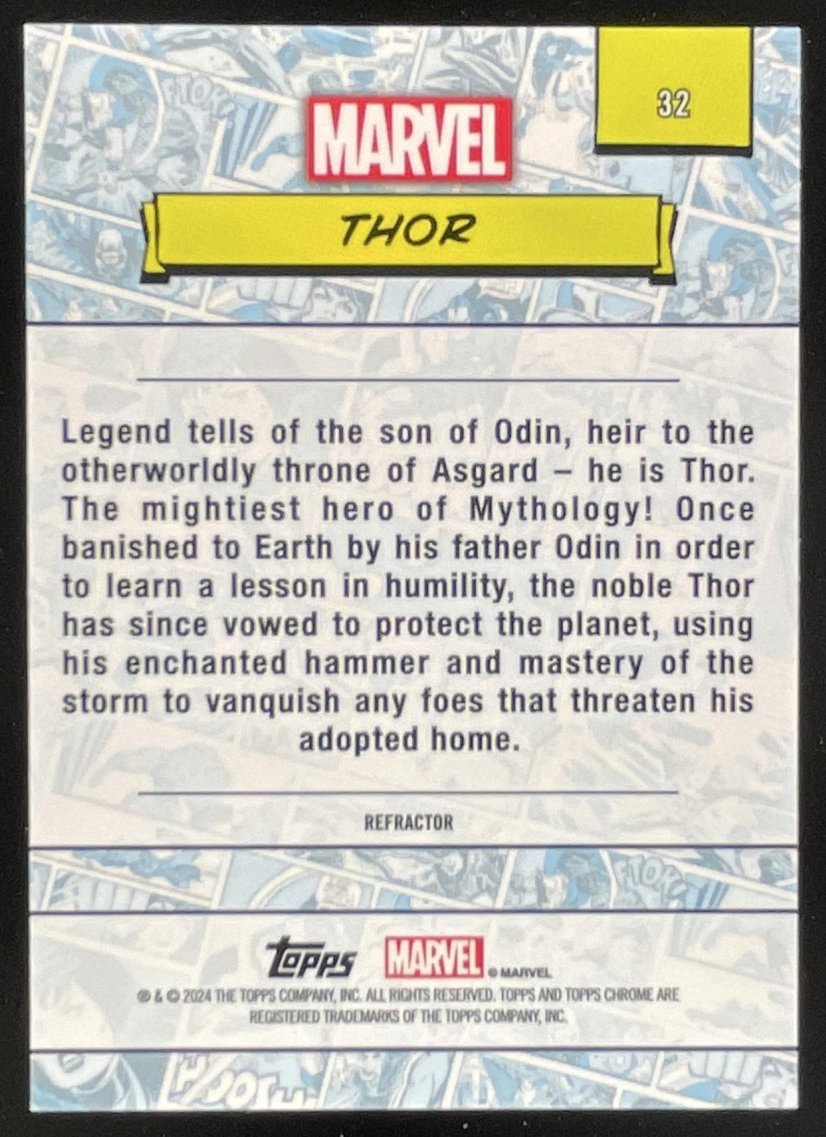 2024 Topps Chrome Marvel Refractor #32 Thor product image 2, provided for visual reference and product detail review