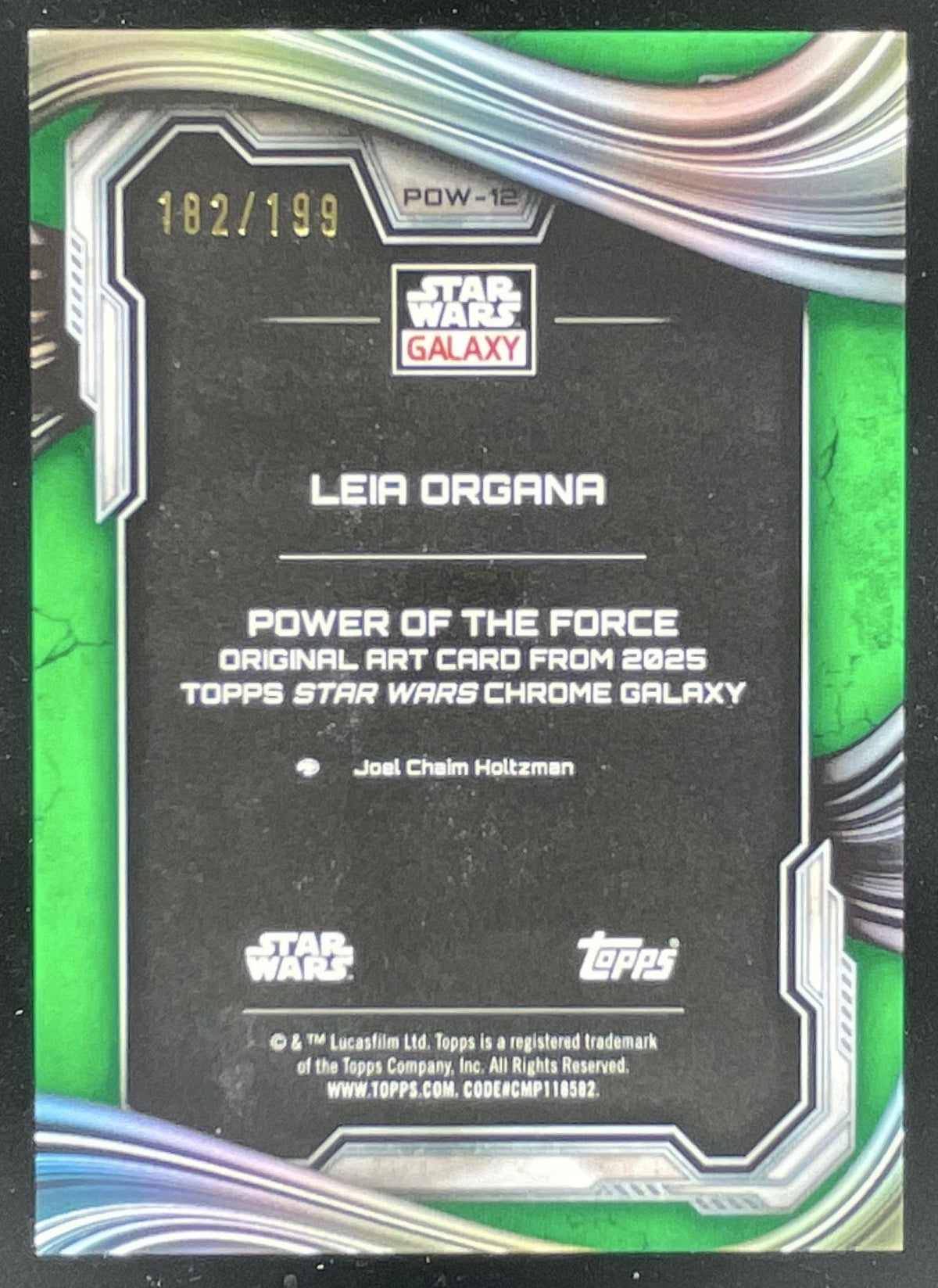 2025 Topps Chrome Star Wars Power of the Force Green Shimmer Leia Organa /199 product image 2, provided for visual reference