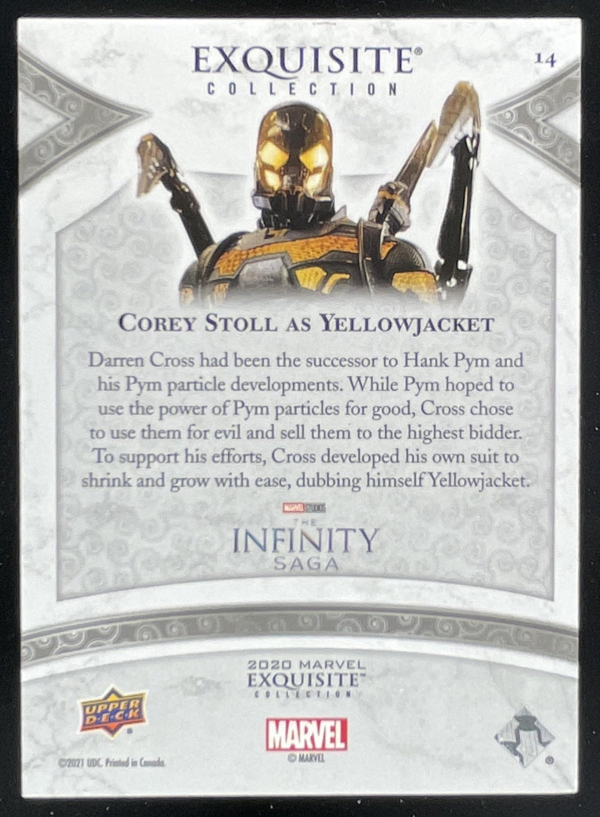 2021 UD Marvel Black Diamond Exquisite Collection Orange #14 Corey Stoll /23 product image 2, provided for visual reference