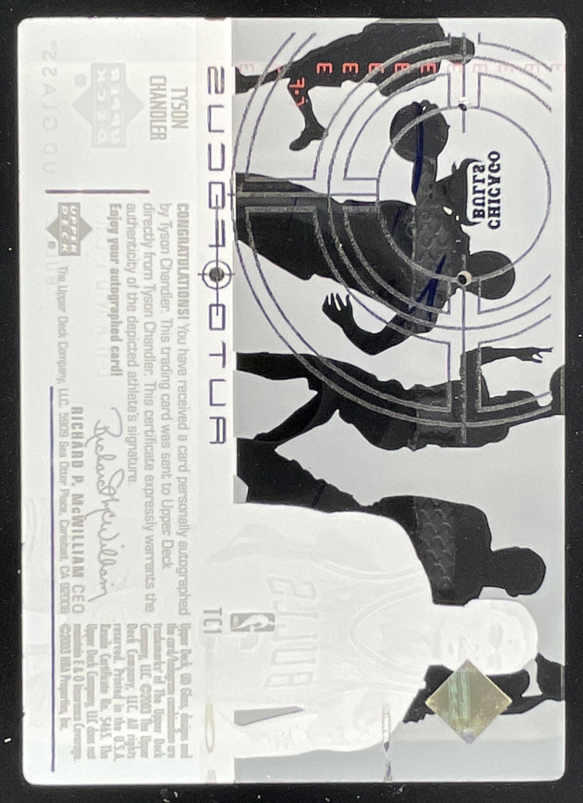 2002-03 Upper Deck Glass Auto Focus #TC Tyson Chandler Autograph Auto product image 2, provided for visual reference and