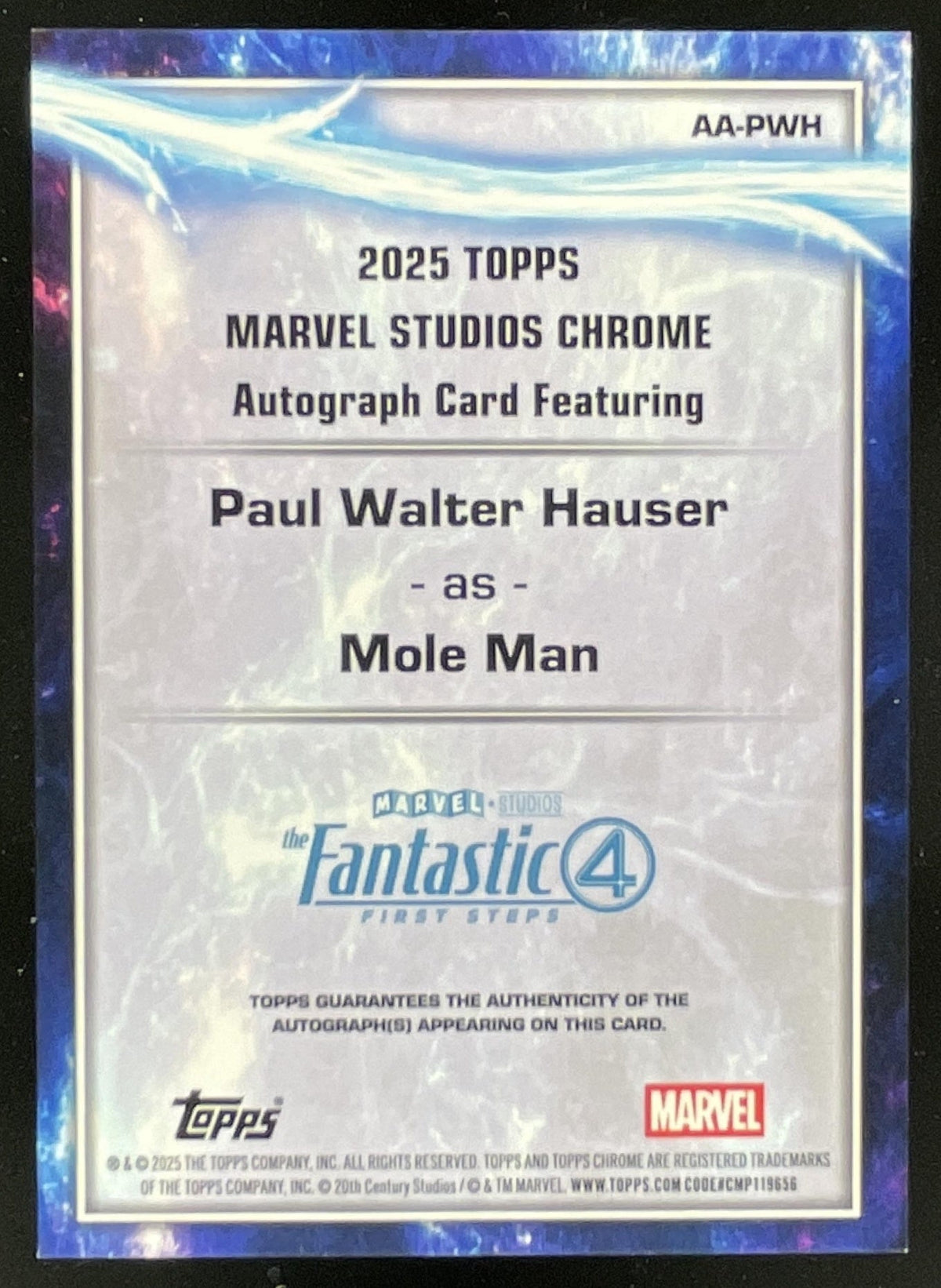 2025 Topps Chrome Marvel Studios Gold Paul Walter Hauser Mole Man Debut Auto /50 product image 2, provided for visual