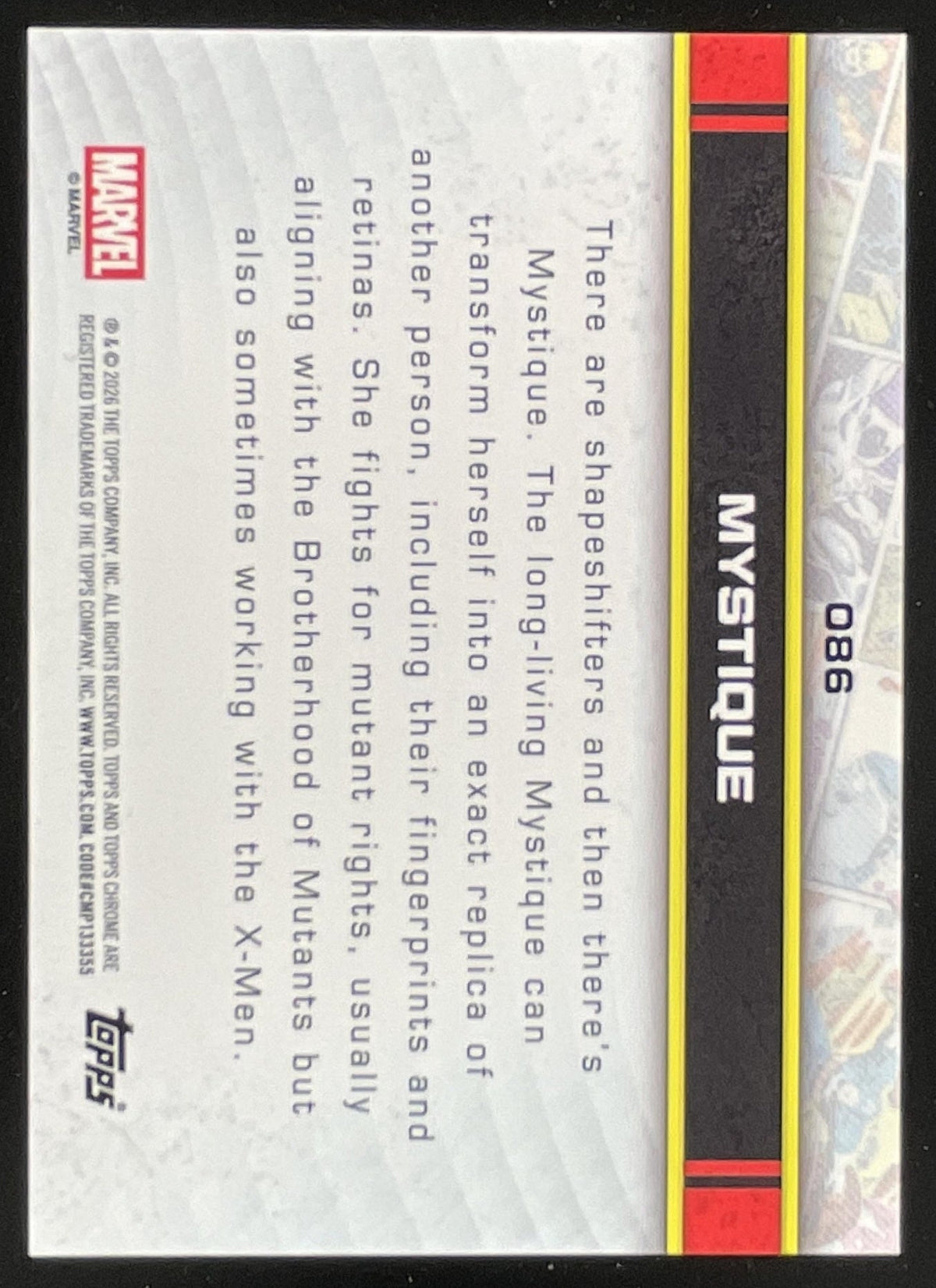 2026 Topps Chrome Marvel Comics Green RayWave Refractor #086 Mystique /99 product image 2, provided for visual reference and