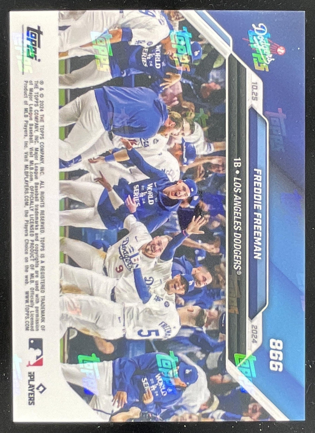 2024 Topps Now #866 Freddie Freeman product image 2, provided for visual reference and product detail review