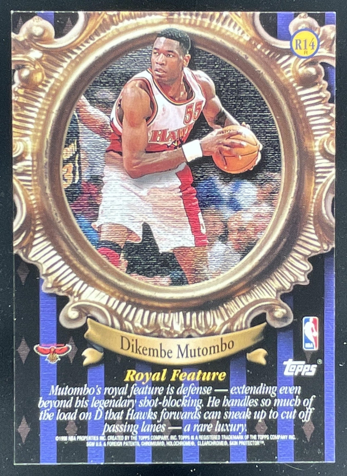 1998-99 Topps Roundball Royalty Refractor #R14 Dikembe Mutombo product image 2, provided for visual reference and product