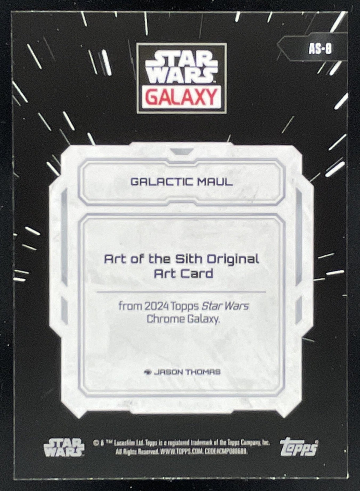 2024 Topps Chrome Star Wars Galaxy Art of the Sith #AS-8 Galactic Maul product image 2, provided for visual reference and
