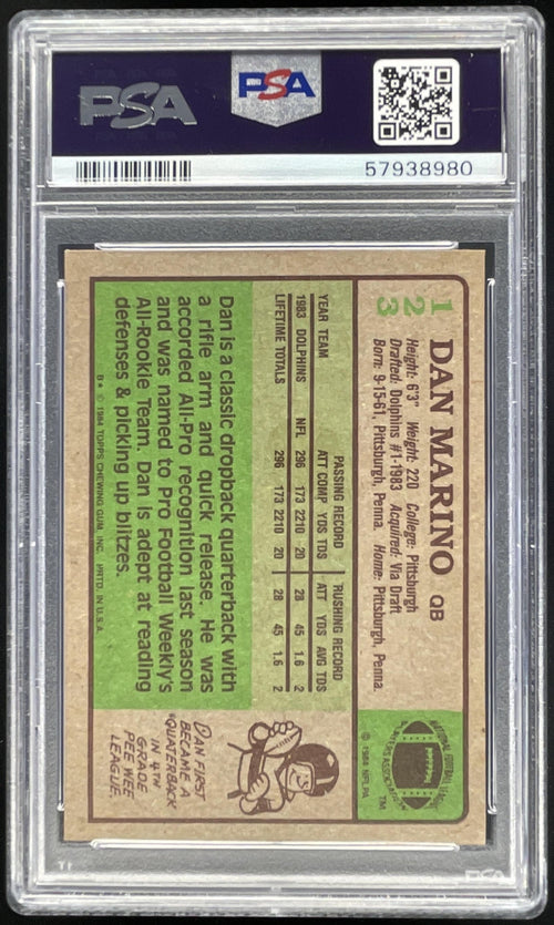 1984 Topps #123 Dan Marino RC PSA 5 product image 2, provided for visual reference and product detail review