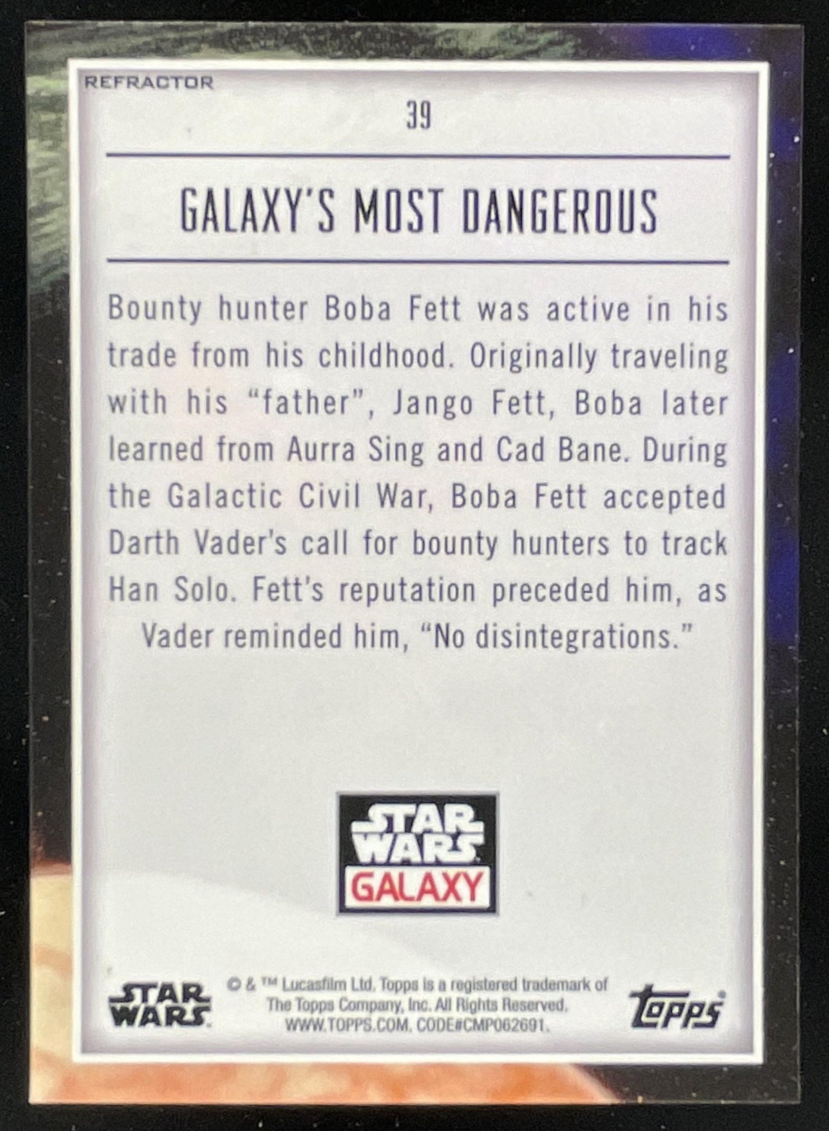 2023 Topps Chrome Star Wars Galaxy #39 Galaxy s Most Dangerous product image 2, provided for visual reference and product