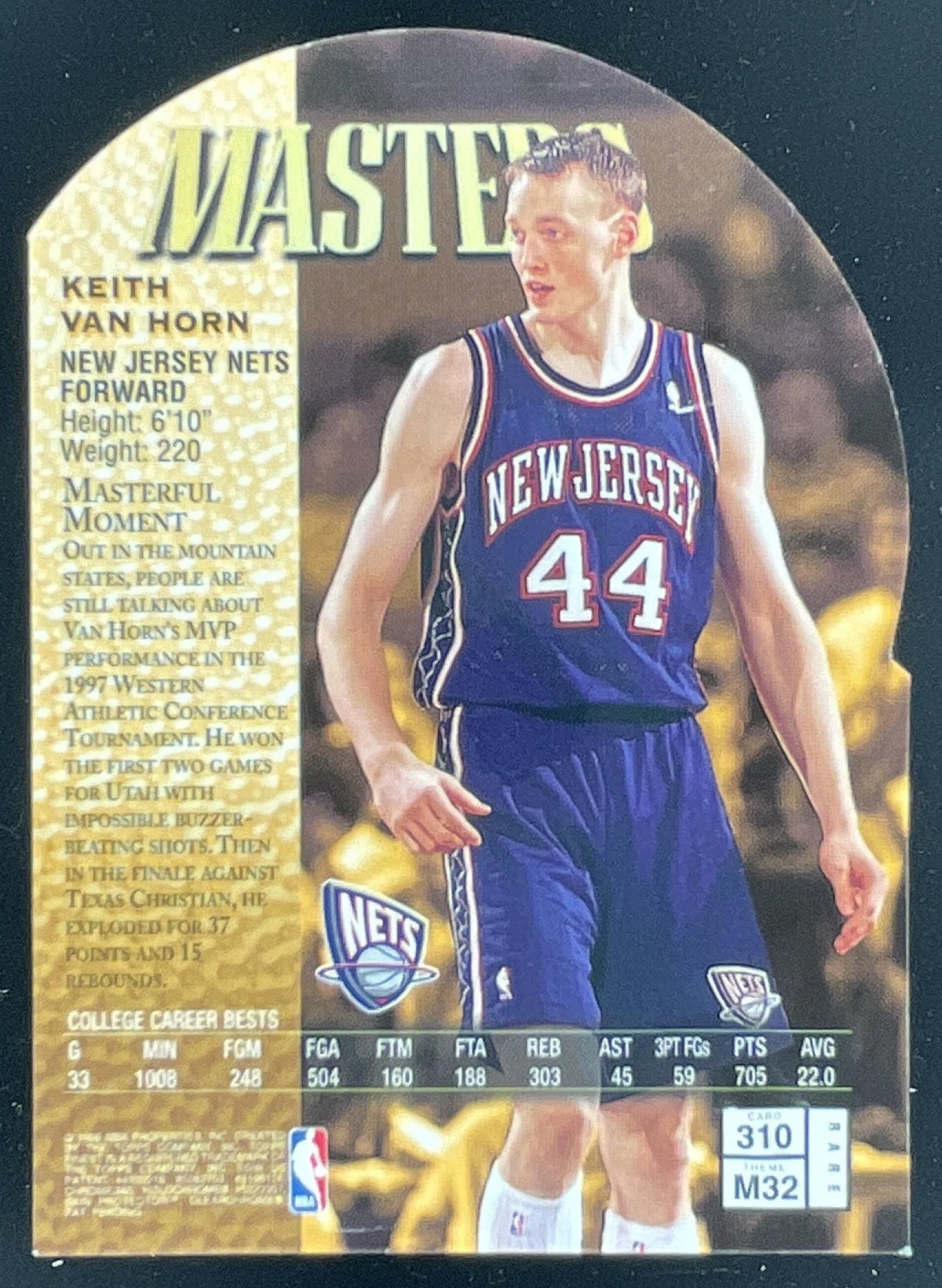 1997-98 Topps Finest Embossed #310 Keith Van Horn RC Gold product image 2, provided for visual reference and product detail