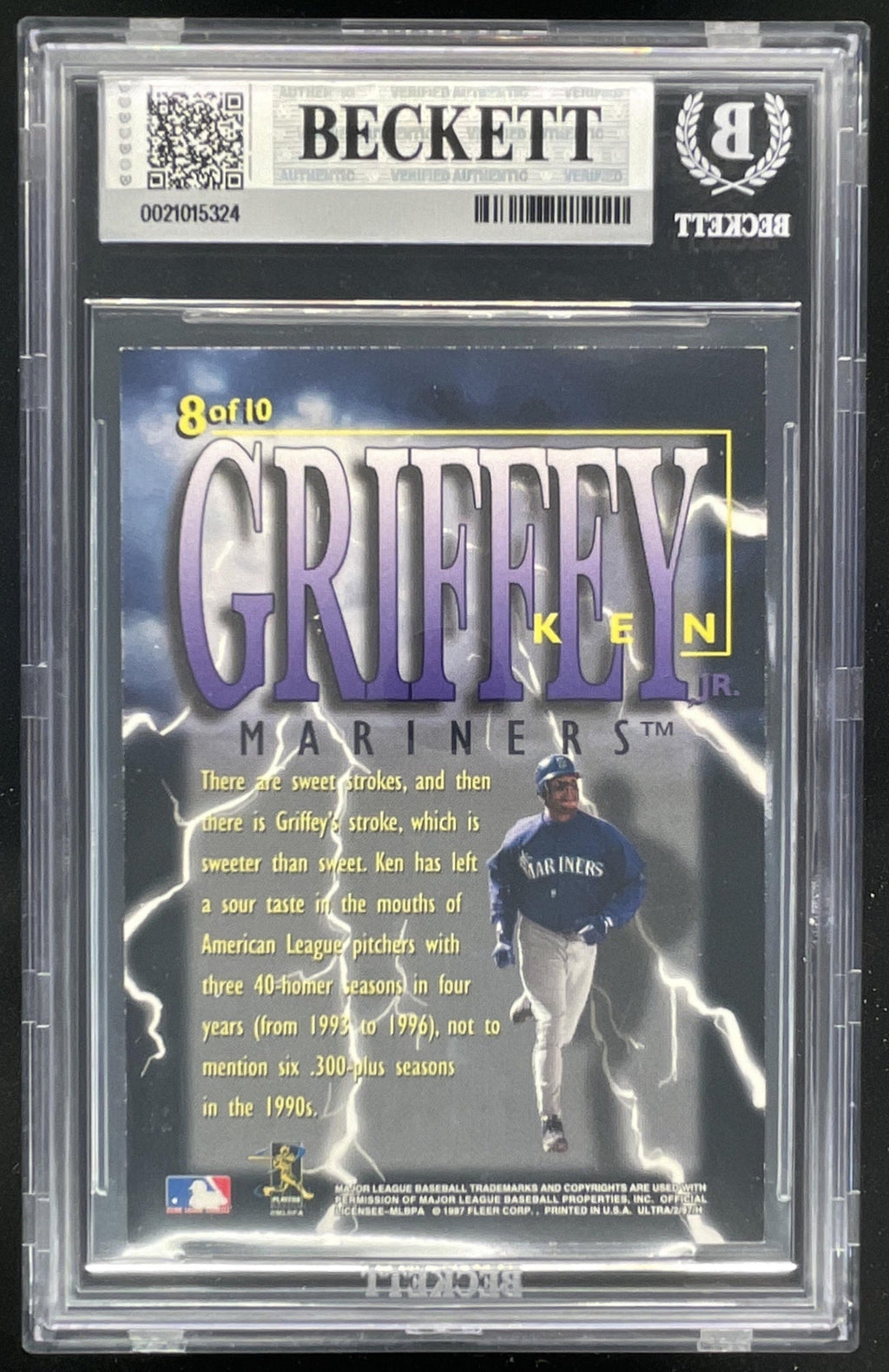 1997 Fleer Ultra Thunderclap #8 Ken Griffey Jr. BGS 7.5 product image 2, provided for visual reference and product detail