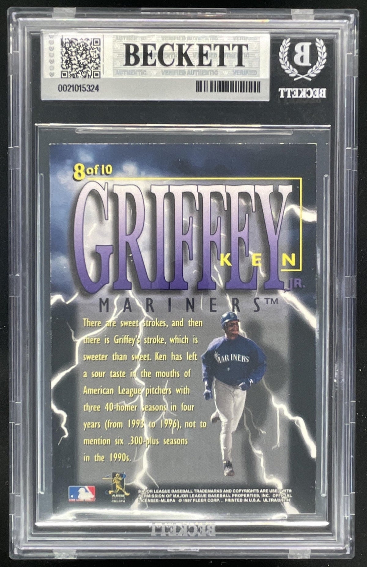 1997 Fleer Ultra Thunderclap #8 Ken Griffey Jr. BGS 7.5 product image 2, provided for visual reference and product detail