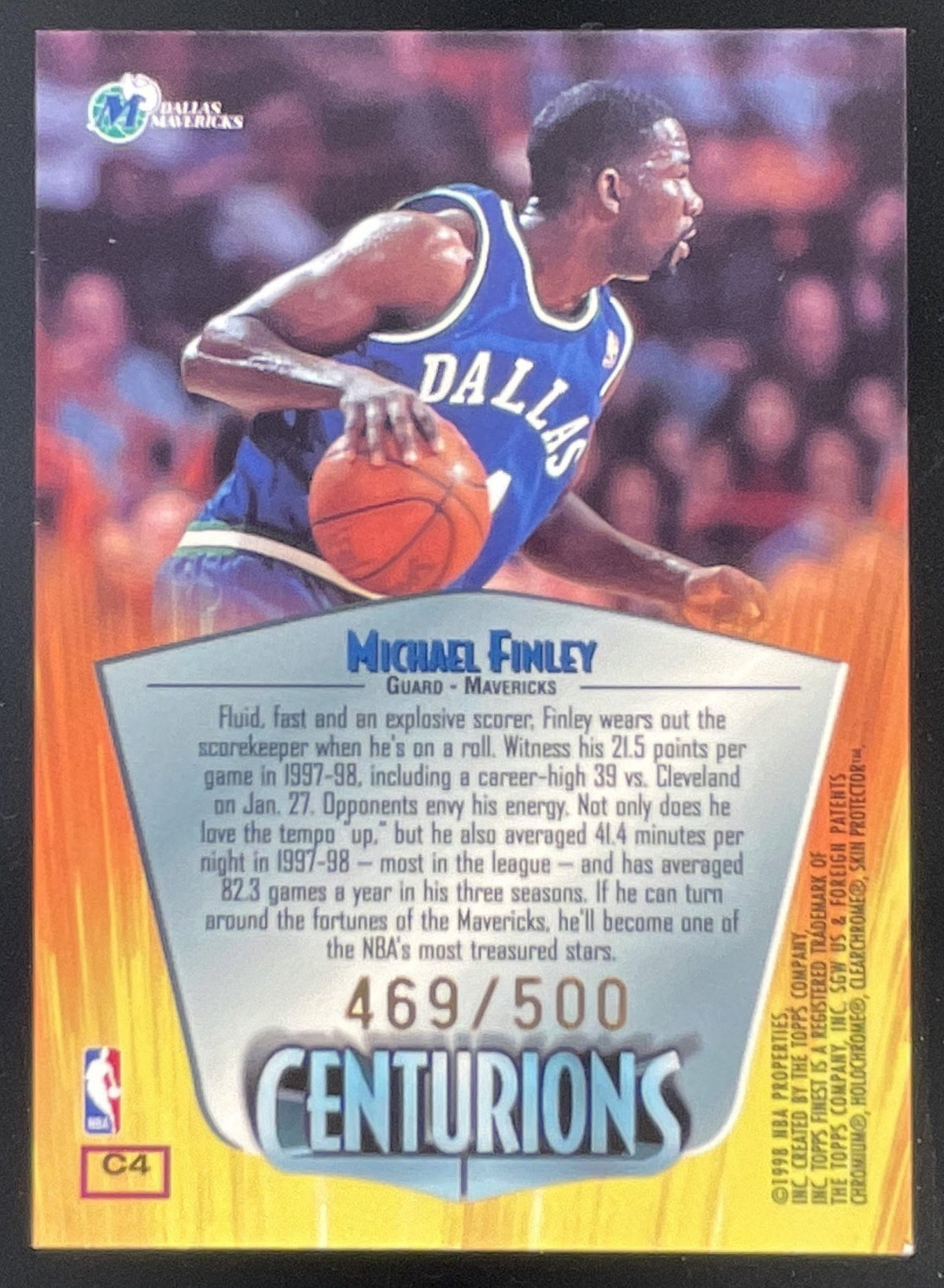 1998-99 Topps Finest Centurions #C4 Michael Finley /500 product image 2, provided for visual reference and product detail