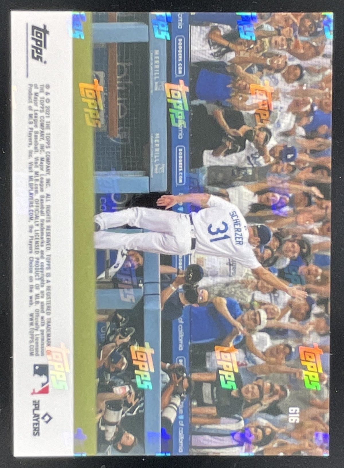 2021 Topps Now Blue #616 Max Scherzer /49 product image 2, provided for visual reference and product detail review