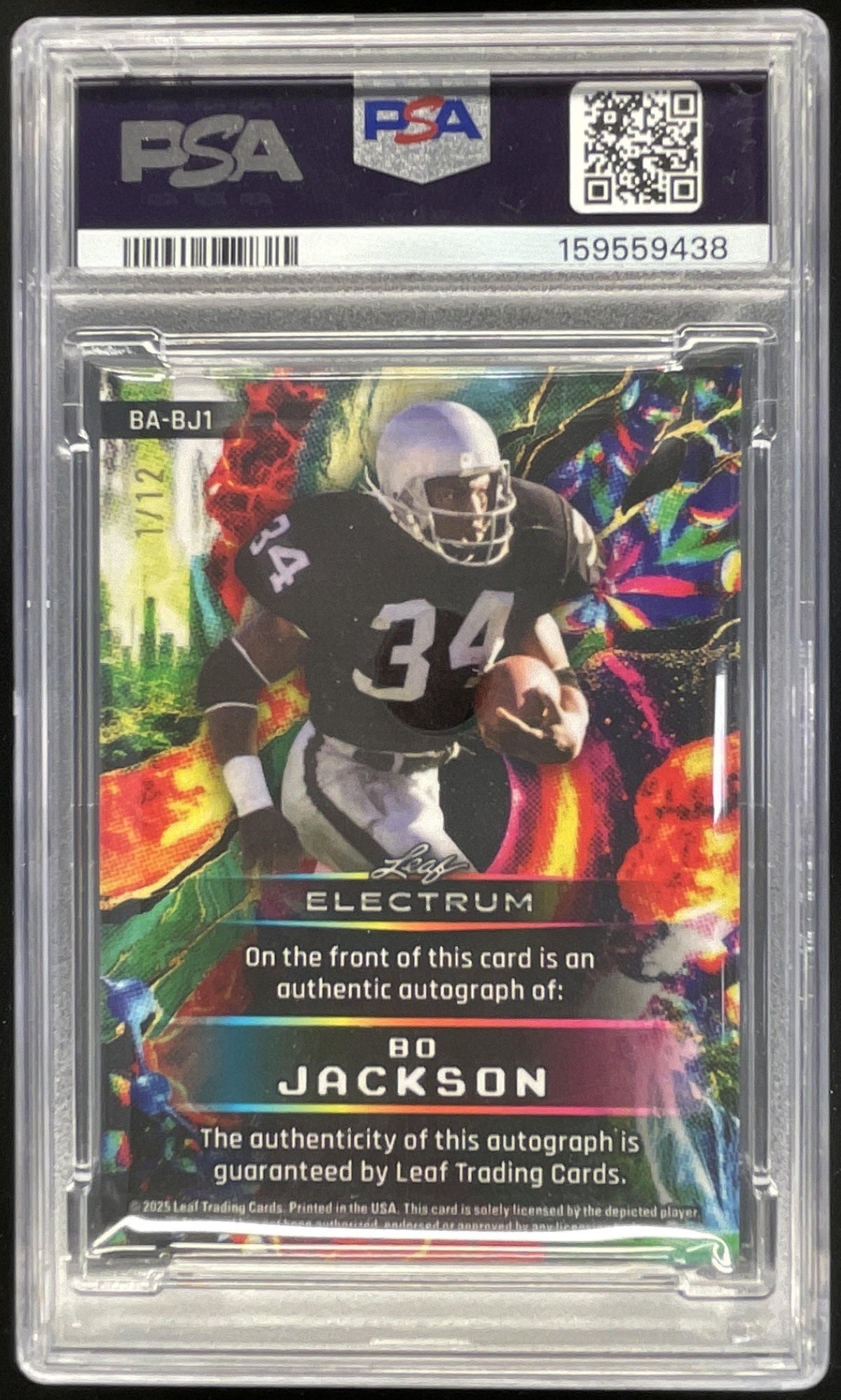 2025 Leaf Electrum Autograph Bronze #BA-BJ1 Bo Jackson Auto /12 PSA 7 product image 2, provided for visual reference and