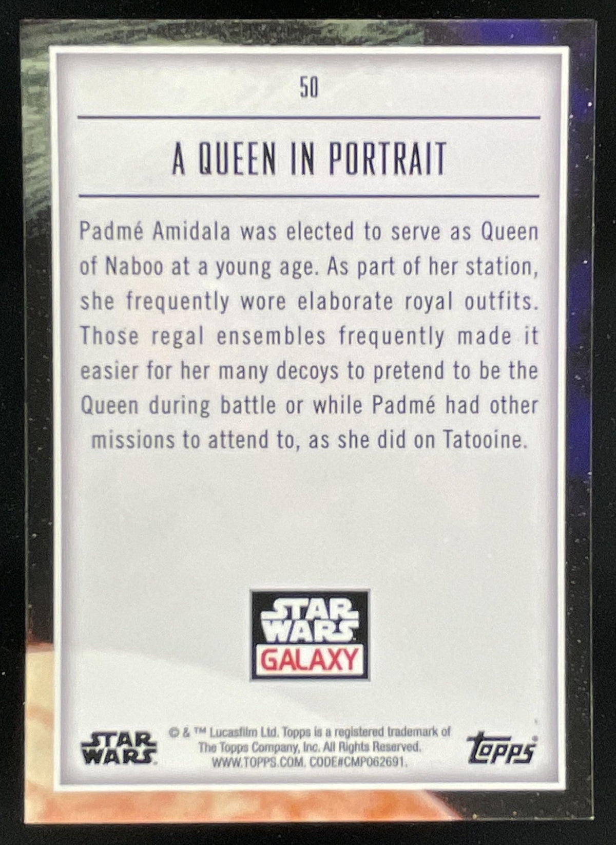 2023 Topps Chrome Star Wars Galaxy #50 A Queen in Portrait product image 2, provided for visual reference and product detail