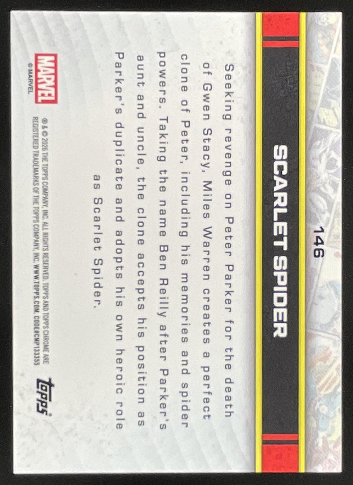 2026 Topps Chrome Marvel Comics Sapphire #146 Scarlet Spider product image 2, provided for visual reference and product