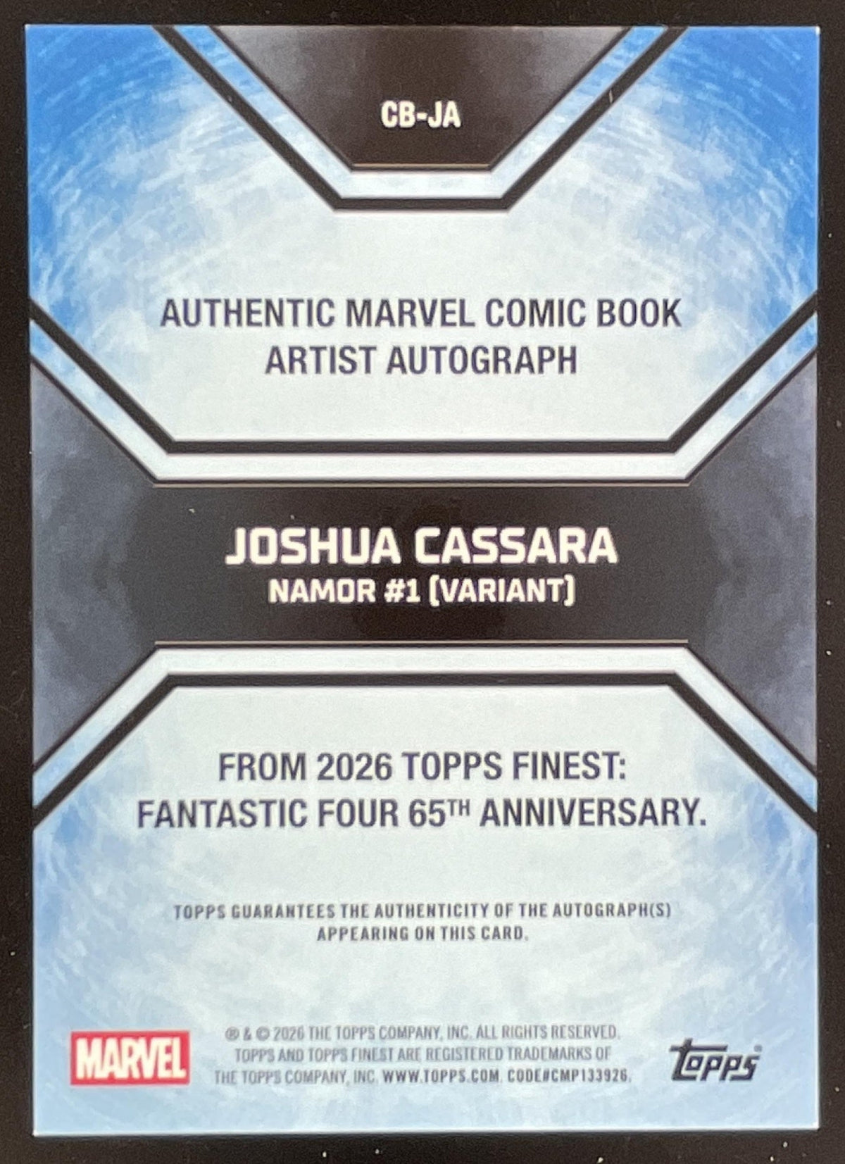 2026 Topps Marvel Finest Comic Book Artist Green Joshua Cassara Auto /99 product image 2, provided for visual reference and
