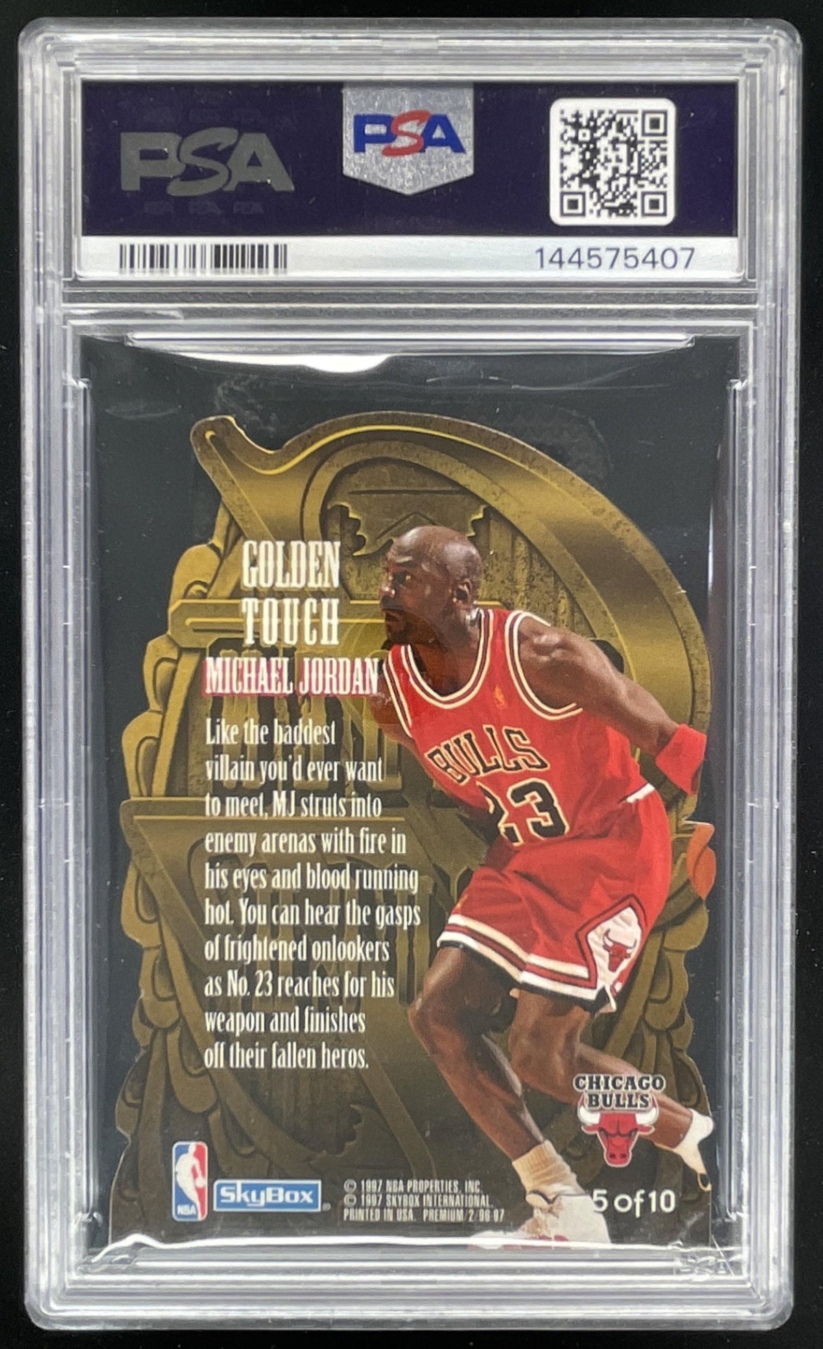 1996-97 Skybox Premium Golden Touch #5 Michael Jordan PSA 7 product image 2, provided for visual reference and product