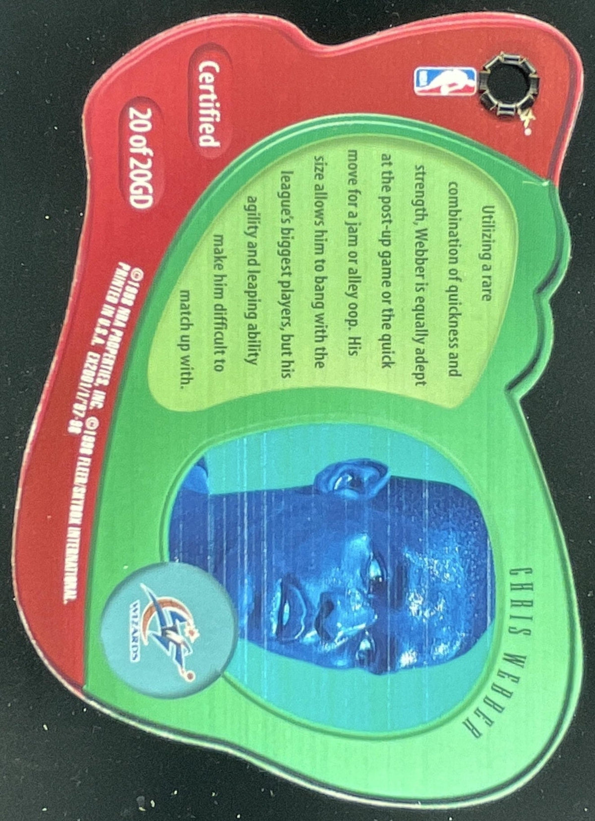 1997-98 Skybox E-X2001 Gravity Denied #20GD Chris Webber product image 2, provided for visual reference and product detail