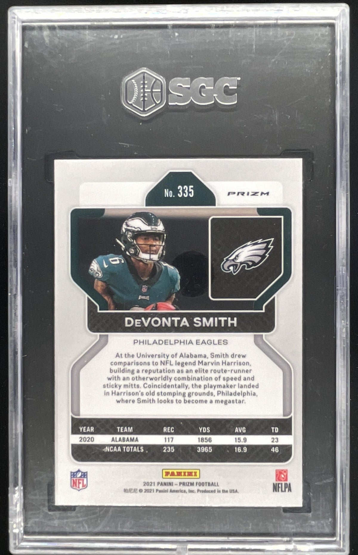 2021 Panini Prizm Orange Disco #335 DeVonta Smith RC SGC 10 product image 2, provided for visual reference and product