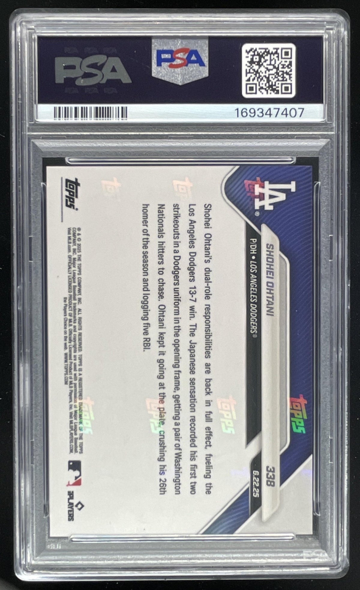 2025 Topps Now Gold Foil #338 Shohei Ohtani /50 PSA 10 product image 2, provided for visual reference and product detail